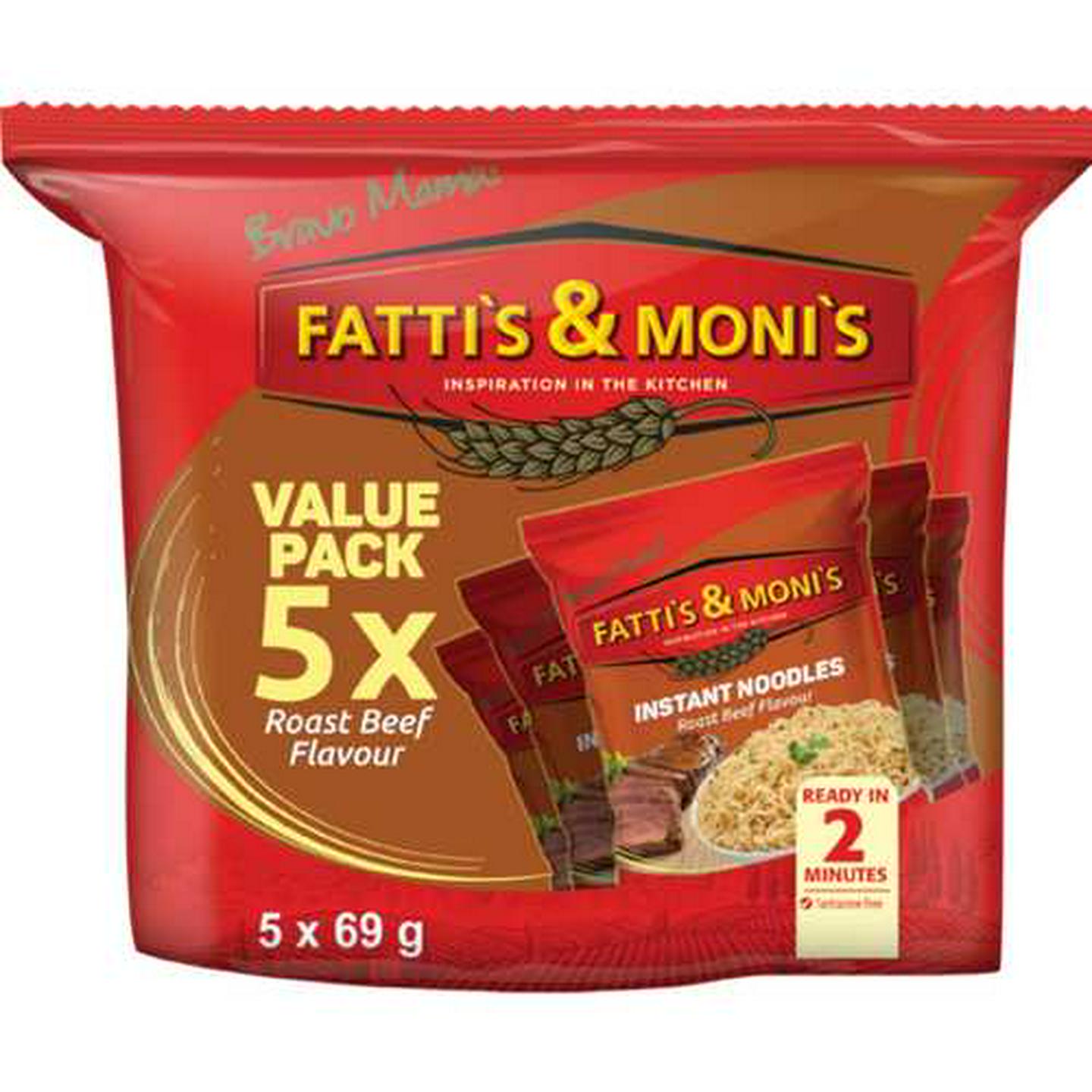 Image of Fatti's & Moni's Roast Beef Flavoured Instant Noodles 5 x 69g