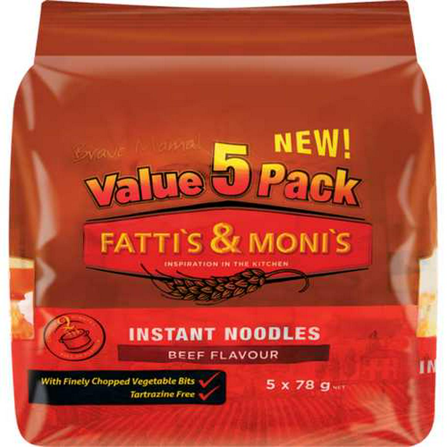 Image of Fatti's & Moni's Beef Instant Noodles 5 x 78g