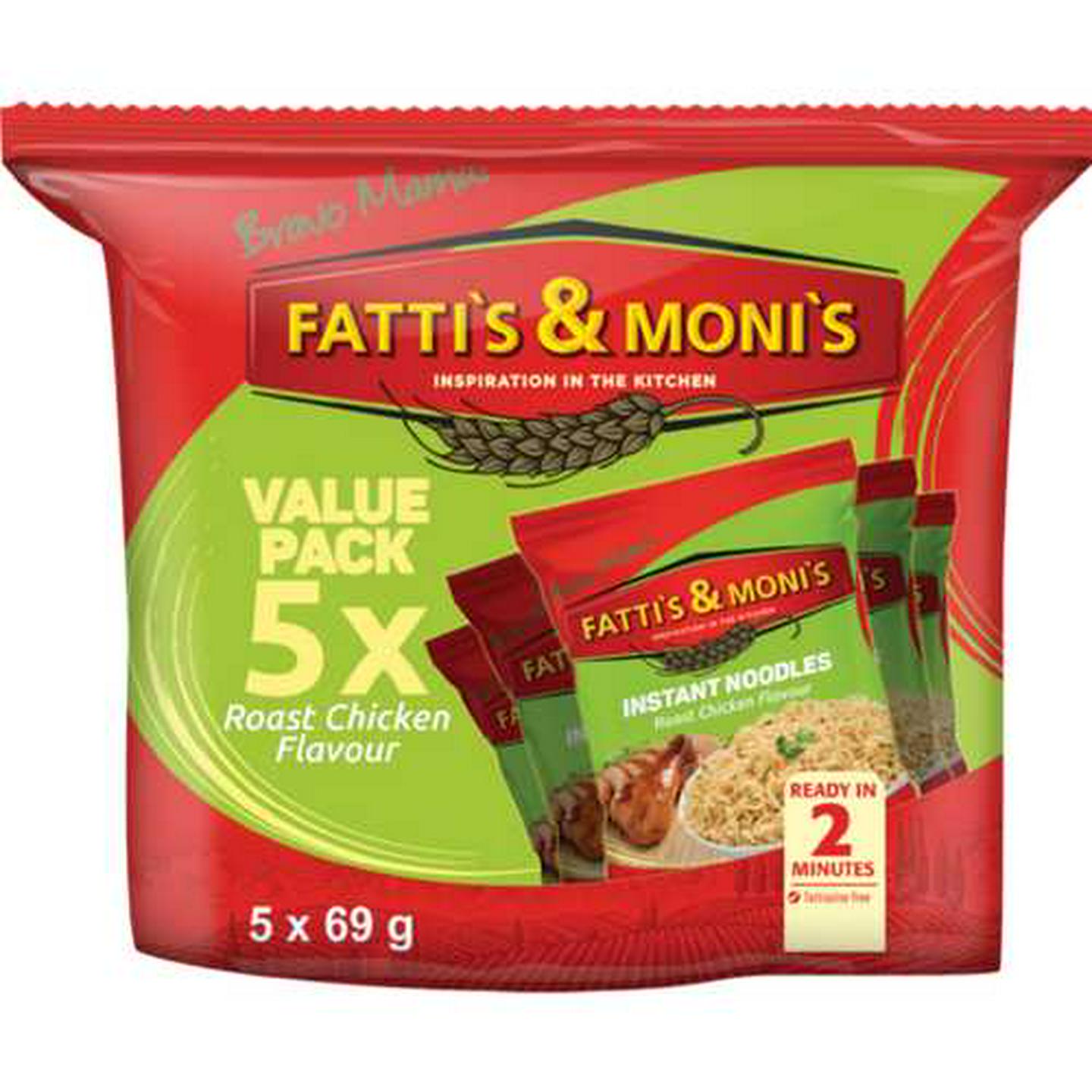 Image of Fatti's & Moni's Roast Chicken Flavoured Instant Noodles 5 x 69g