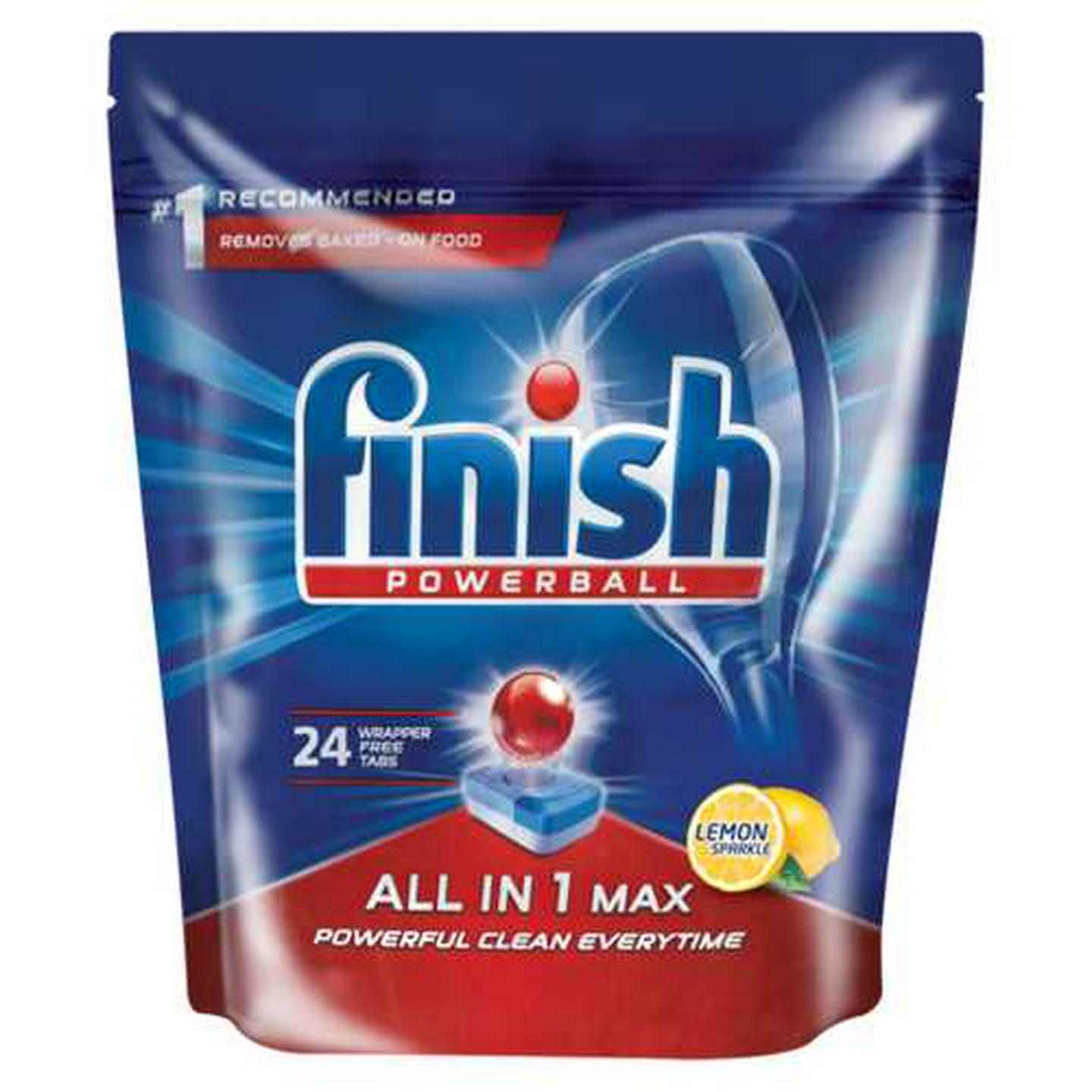Image of Finish Powerball Lemon Scent All-In-1 Dishwashing Tabs 24 Pack