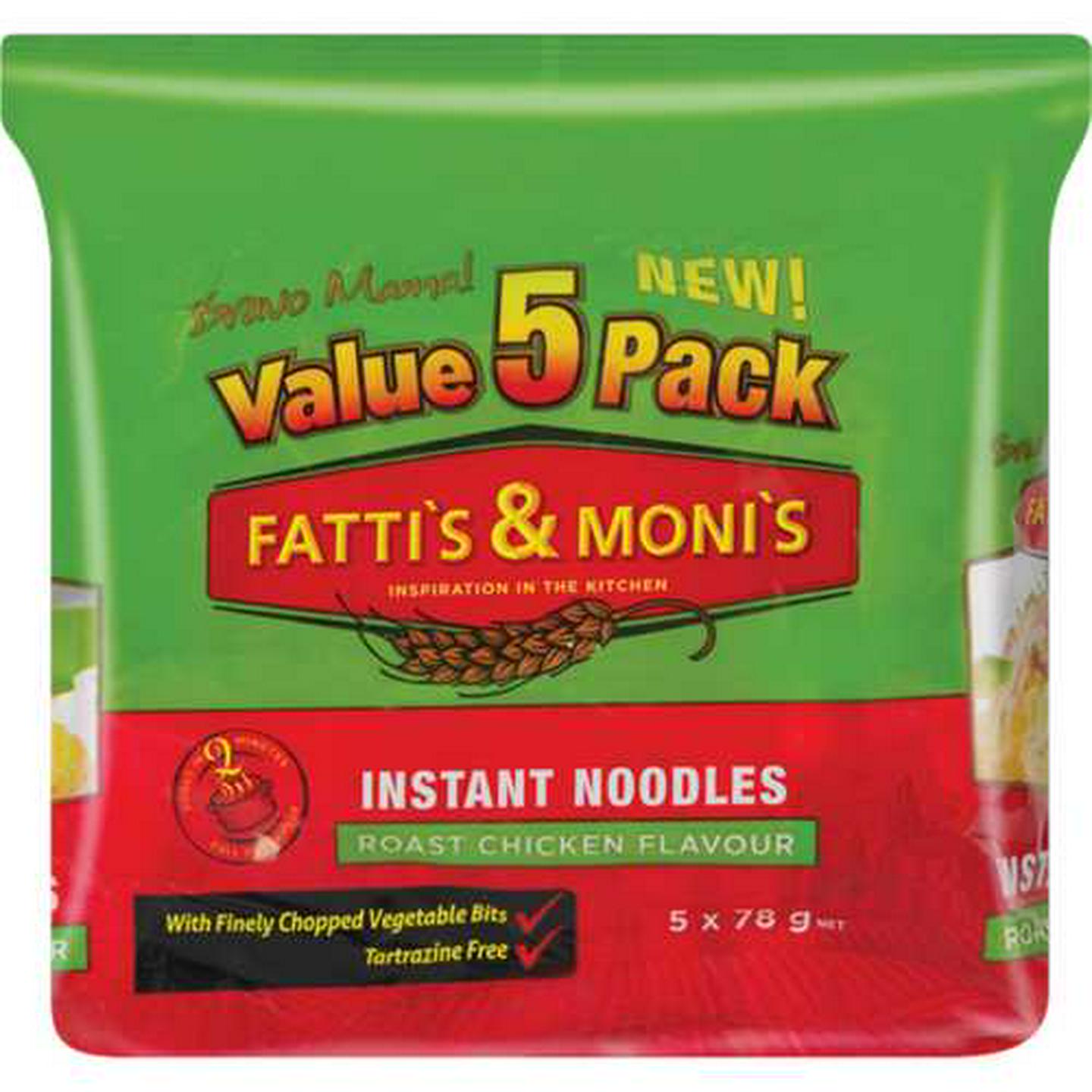 Image of Fatti's & Moni's Roast Chicken Flavoured Instant Noodles 5 x 78g