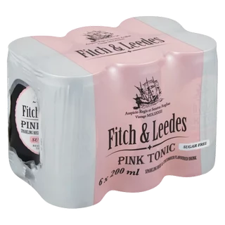 Fitch & Leedes Sugar Free Pink Tonic Rose & Cucumber Flavoured Sparkling Drink Cans 6 x 200ml