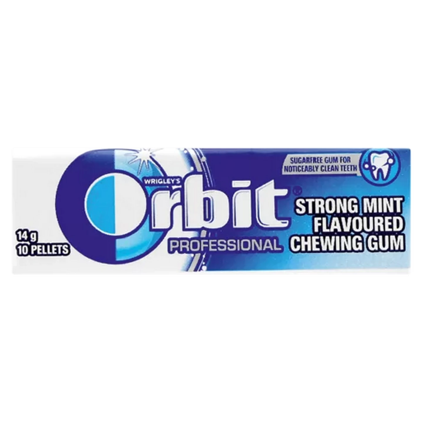 Image of Orbit Professional Strong Mint Flavoured Sugar Free Chewing Gum 10 Pack