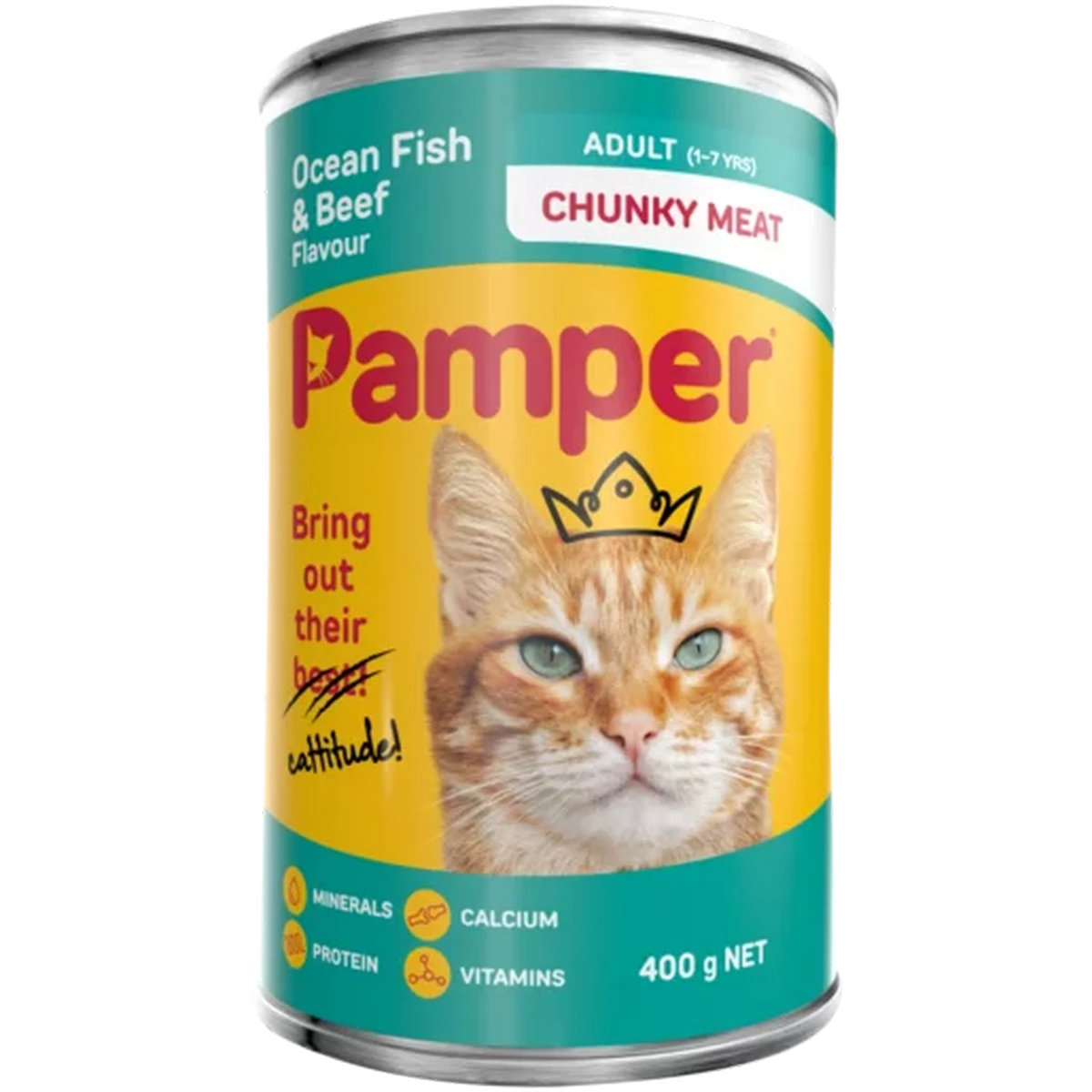 Checkers Sixty60 | Pamper Chunky Ocean Fish & Beef Flavoured Cat Food 400g