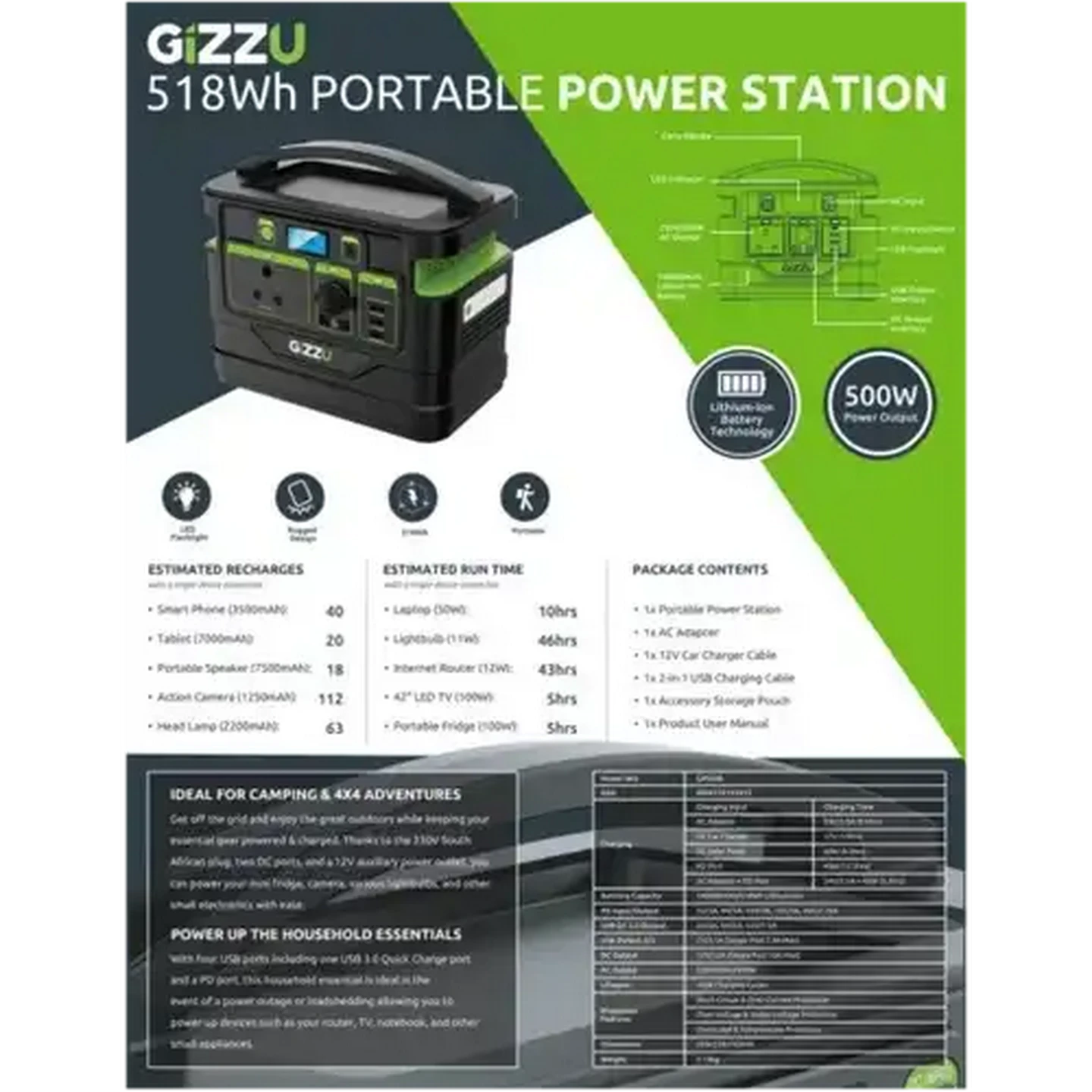 Checkers Sixty60 | Gizzu Portable Power Station 518Wh