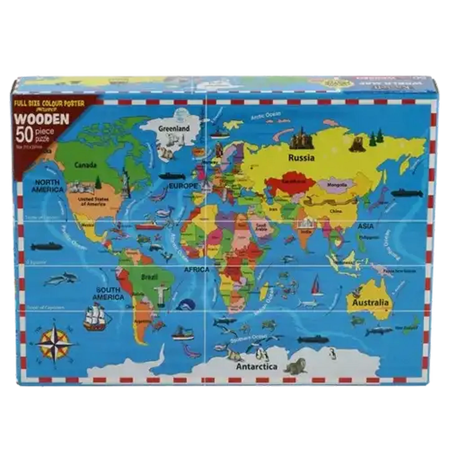 Checkers Sixty60 | World Map Wooden Puzzle 50 Piece