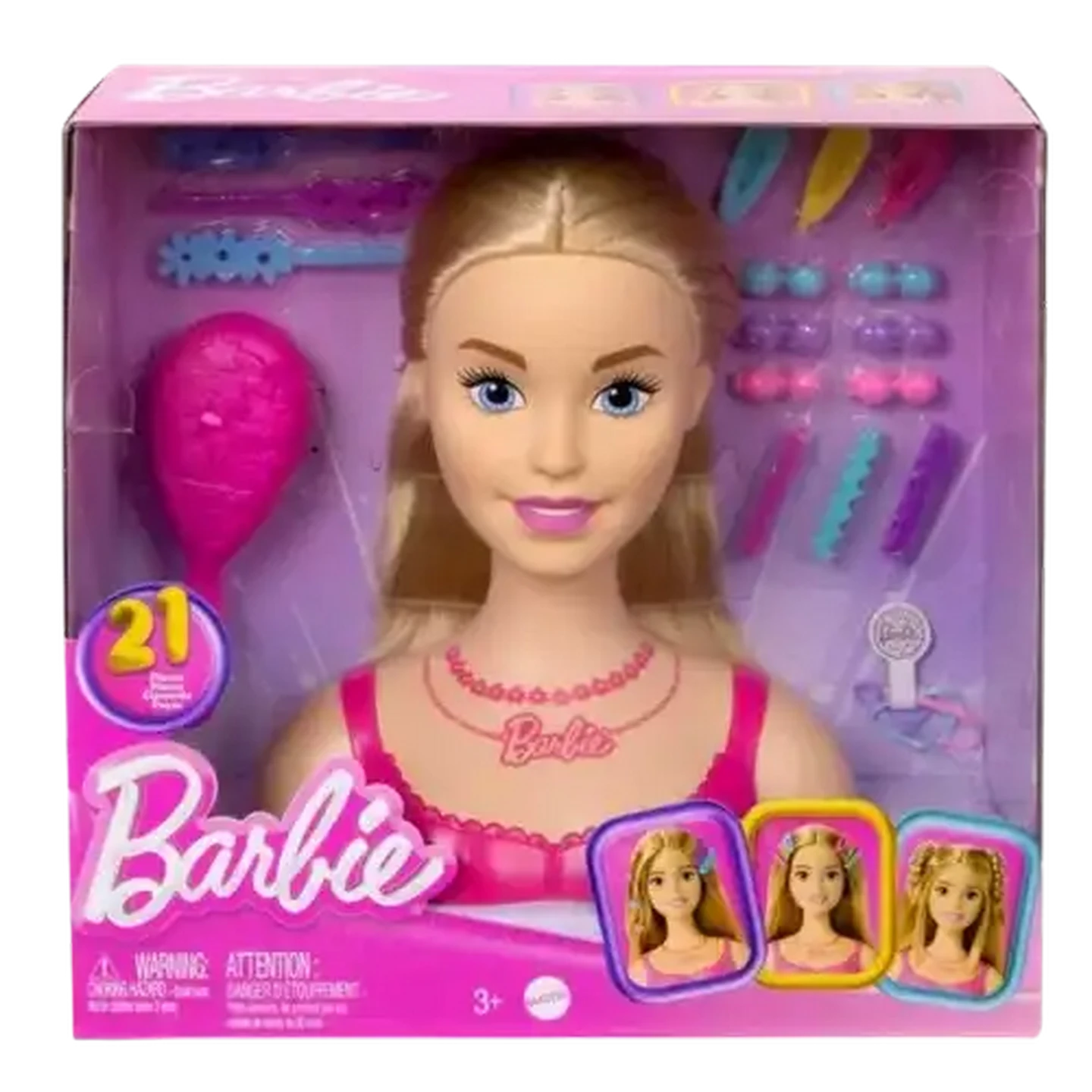 Curly Hair Barbie Deluxe Rainbow Styling Head Barbie Styling Head