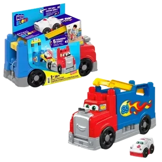 MEGA BLOKS Build & Race Rig Fisher-Price Toy Blocks with Sounds for Toddler 16 Pieces