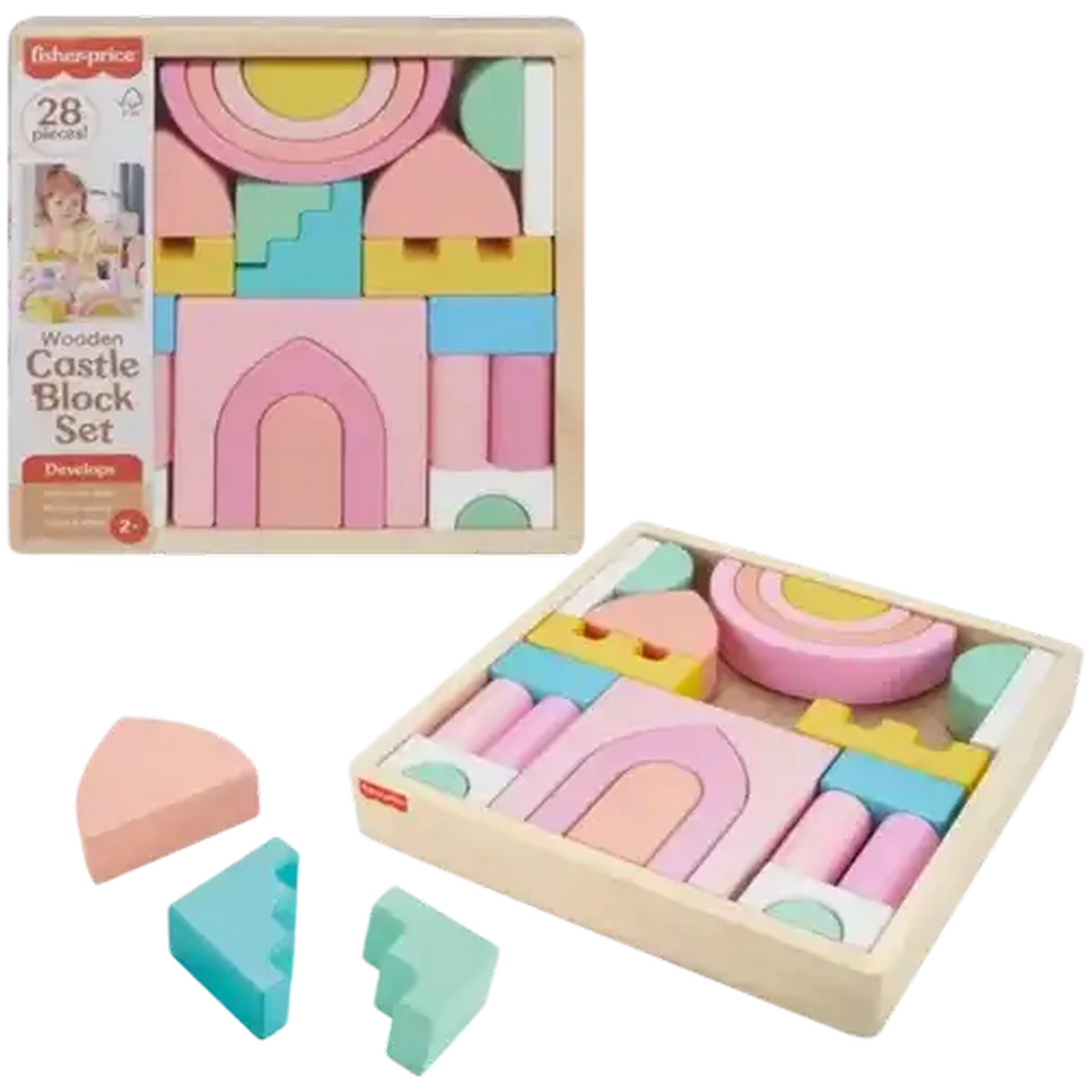 Checkers Sixty60 | Fisher-Price Wooden Castle Block Set 28-Pieces