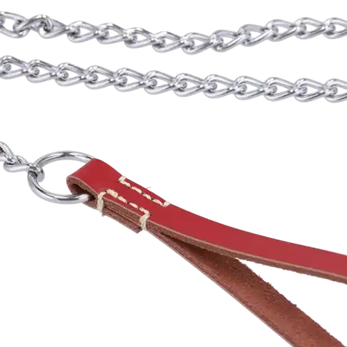 thumbnail image 2 of 60cm Short Heavy Duty Chain Dog Lead For Large Dogs – Pink Leather Handle 2 of 5
