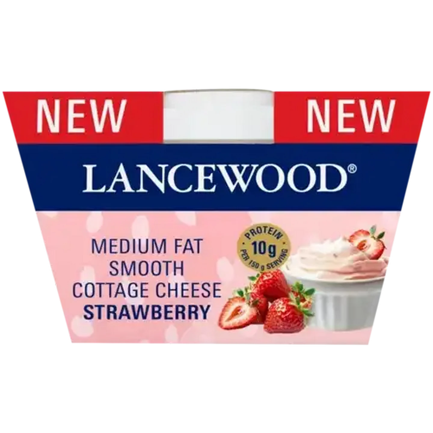 Image of LANCEWOOD Strawberry Medium Fat Smooth Cottage Cheese 150g