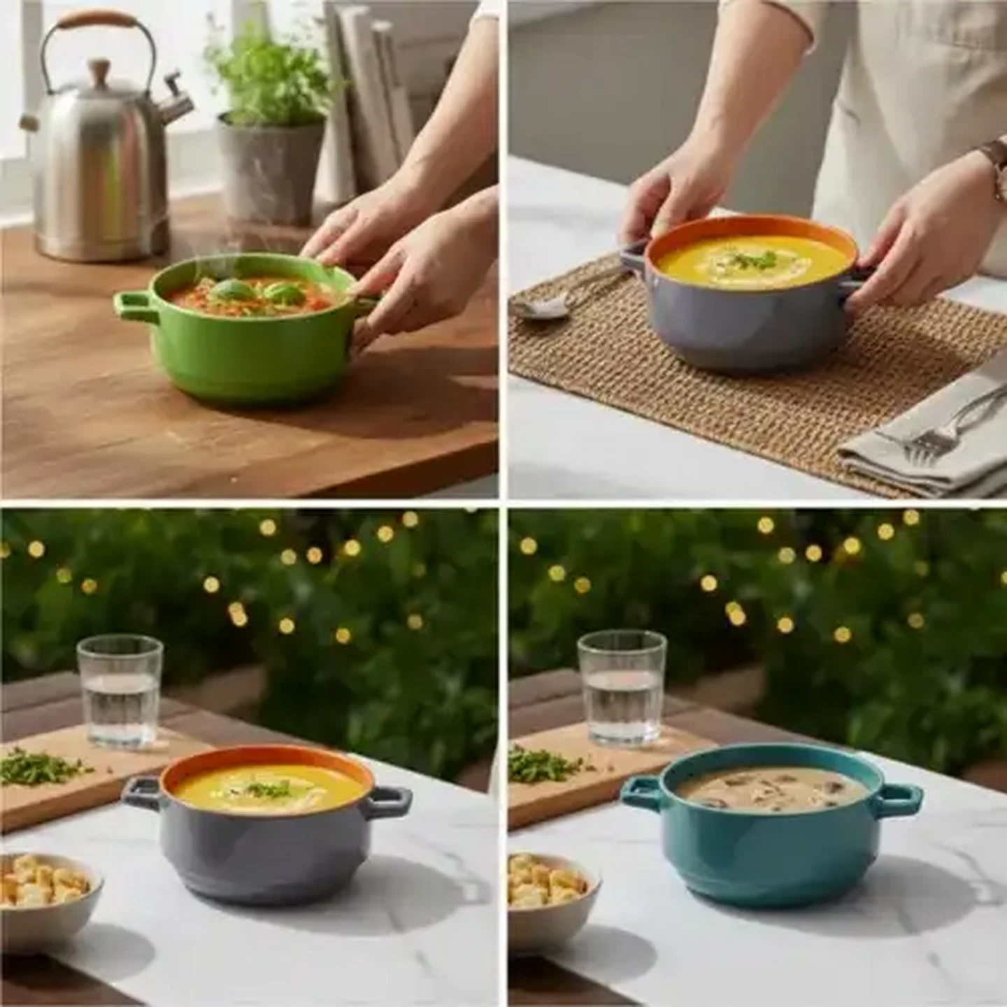 Image of 2 Tone Stoneware Soup Bowl 15.2cm (Colour May Vary)