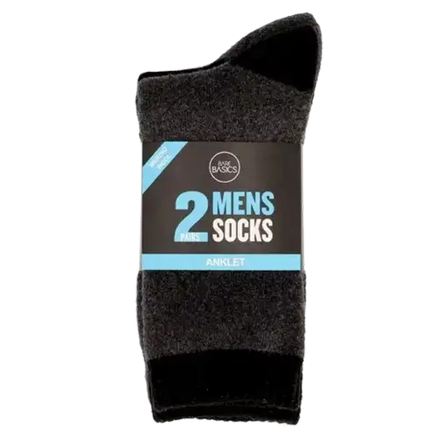 Image of Bare Basics Men's Merino Wool Anklet Socks Size 7-11 2-Pack