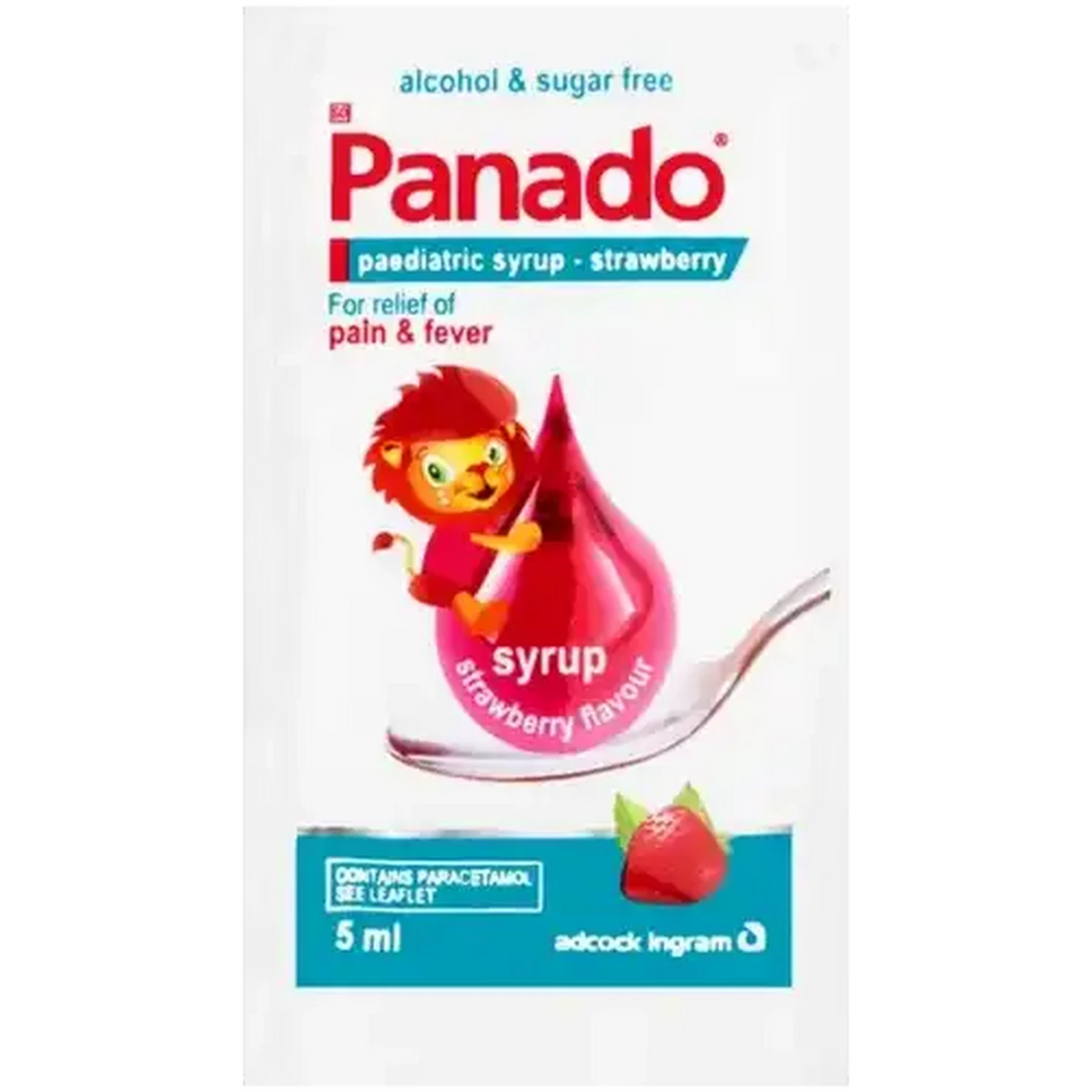 Image of Panado Strawberry Flavour Paediatric Syrup for Pain & Fever 5ml