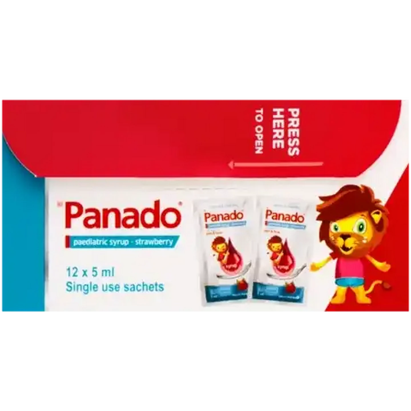 Image of Panado Strawberry Paediatric Syrup for Pain & Fever 12 x 5ml