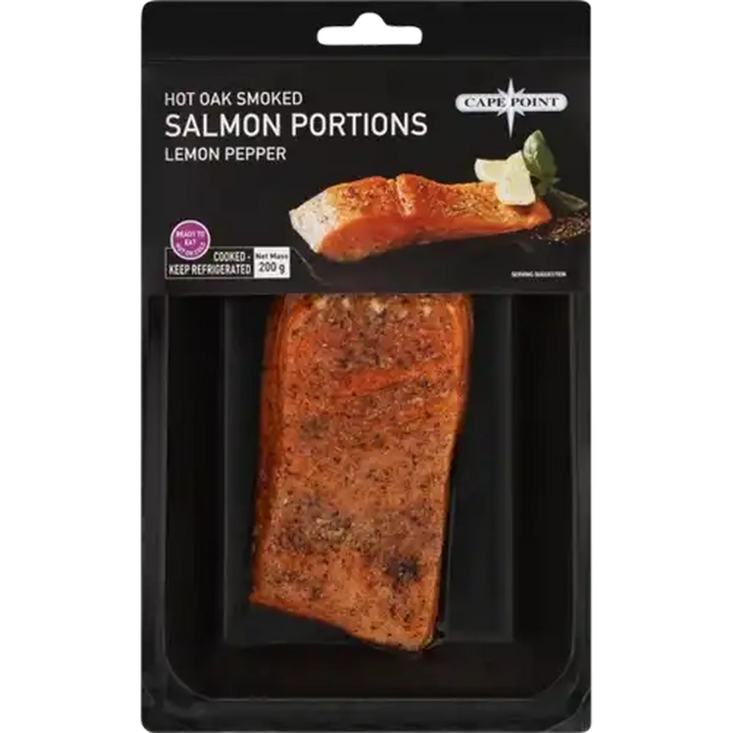 Image of Cape Point Fresh Hot Oak Smoked Lemon Pepper Salmon Portions 200g