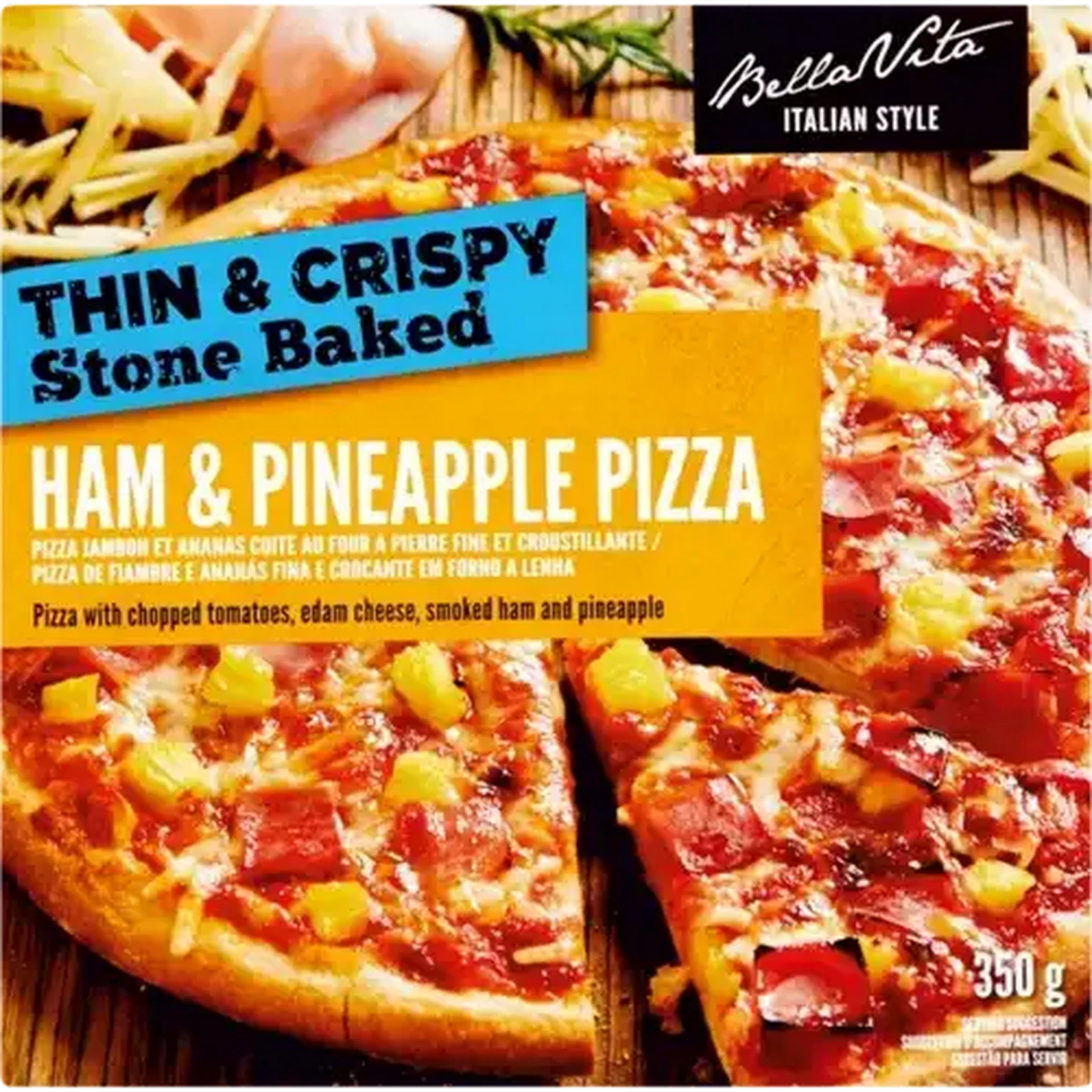 Image of Bella Vita Frozen Ham & Pineapple Pizza 350g