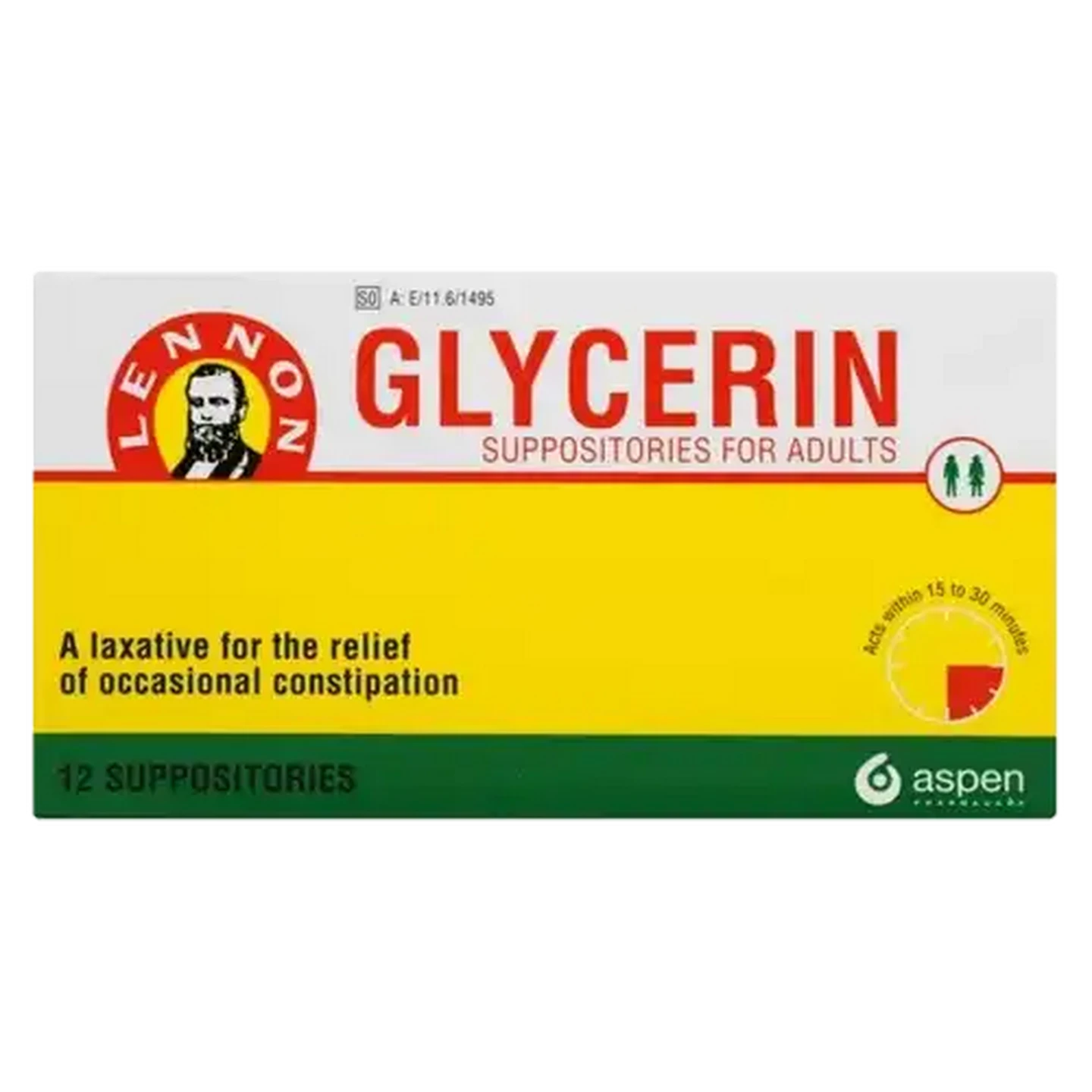 Image of LENNON Glycerin Adult Laxative Suppositories 12 Pack
