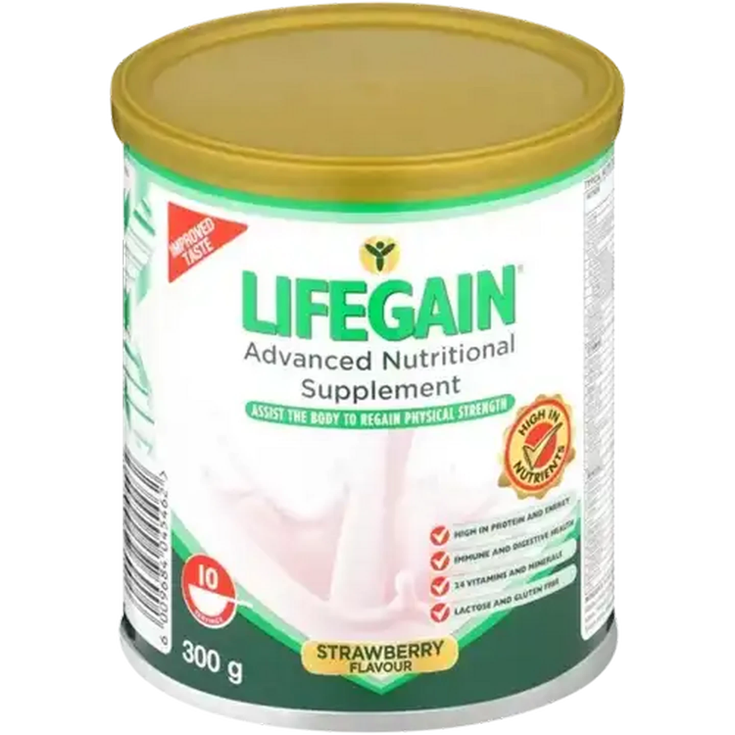 Image of Lifegain Strawberry Flavoured Advanced Nutritional Supplement 300g