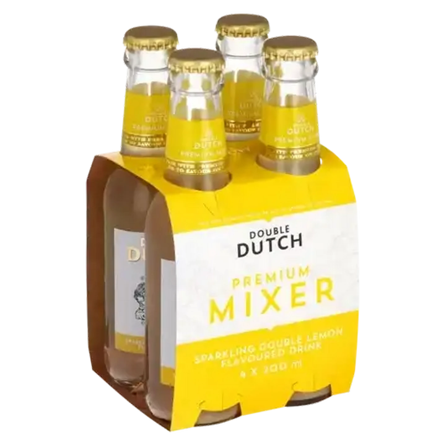 Image of Double Dutch Premium Mixer Sparkling Double Lemon Flavoured Tonic Drink Bottles 4 x 200ml