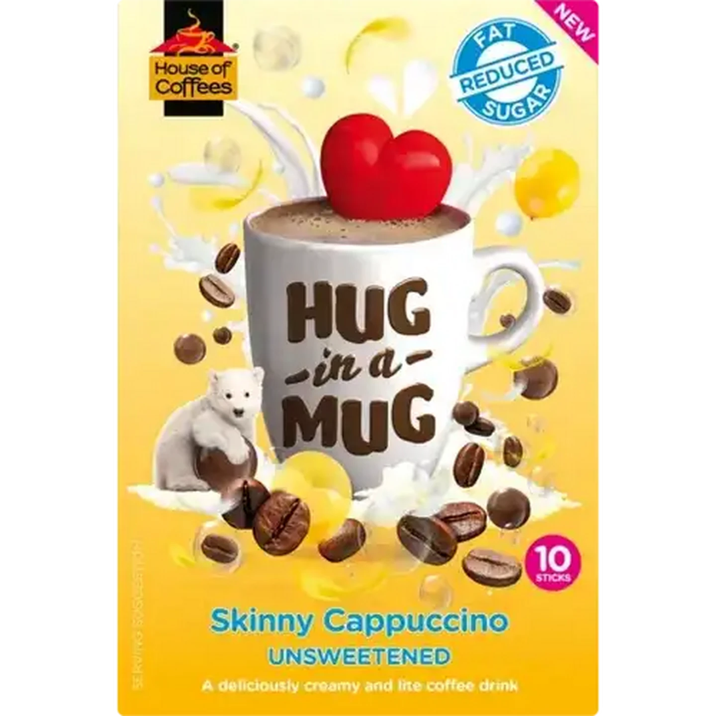 Image of Hug In A Mug Unsweetened Skinny Cappuccino Sachets 8 x 24g