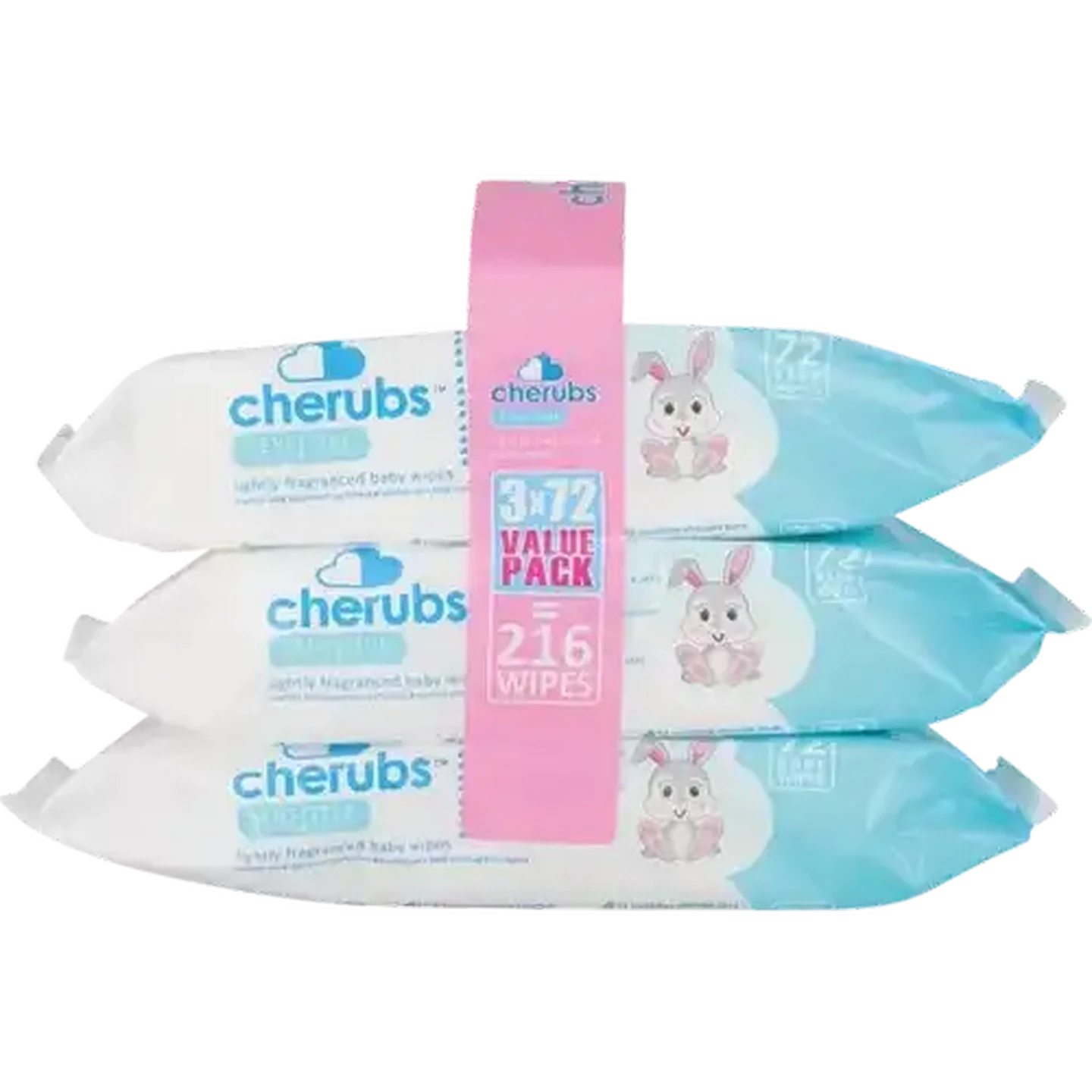 Image of Cherubs Sensitive Lightly Fragranced Baby Wipes 3 x 72 Pack