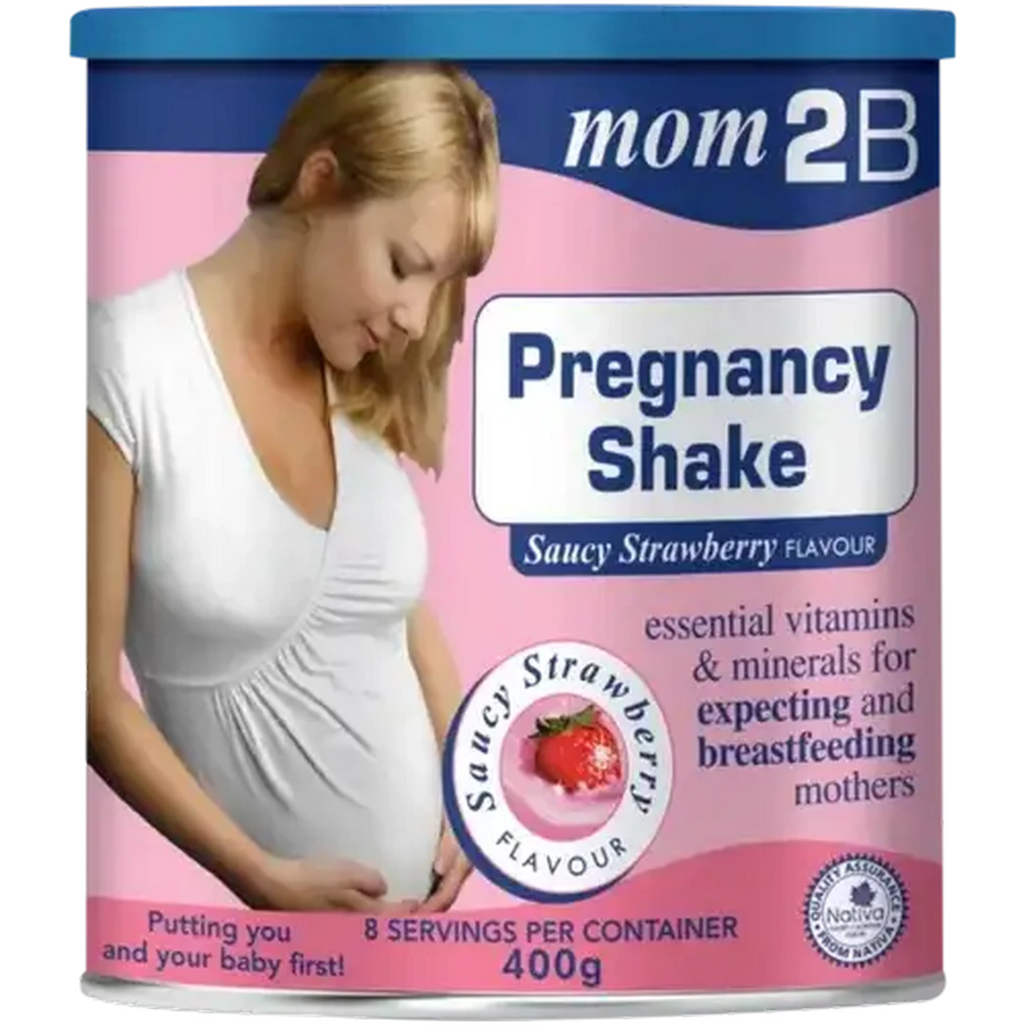 Image of Mom2B Saucy Strawberry Flavour Pregnancy Shake 400g