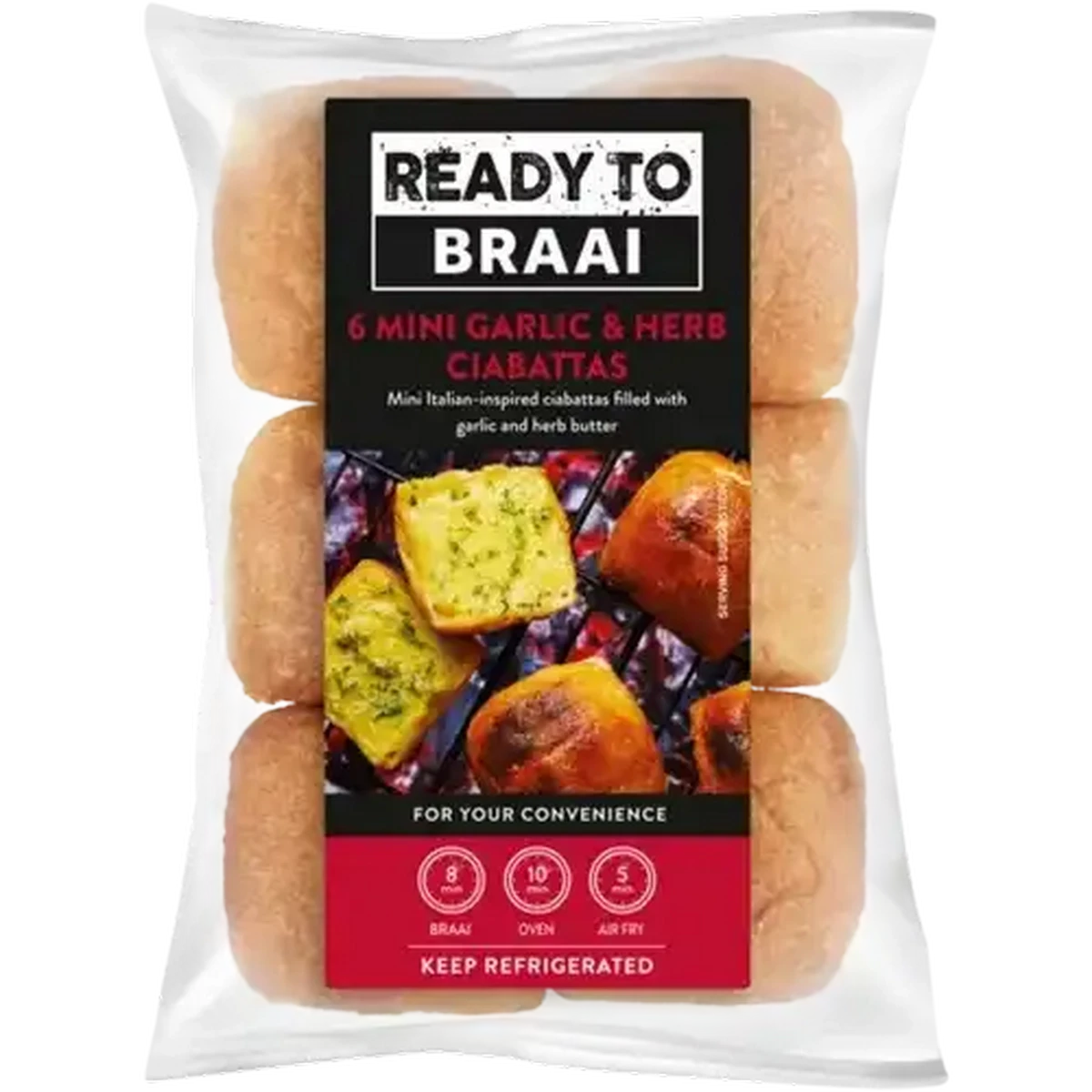 Checkers Sixty60 | Ready To Braai Mini Garlic & Herb Ciabattas 6 Pack