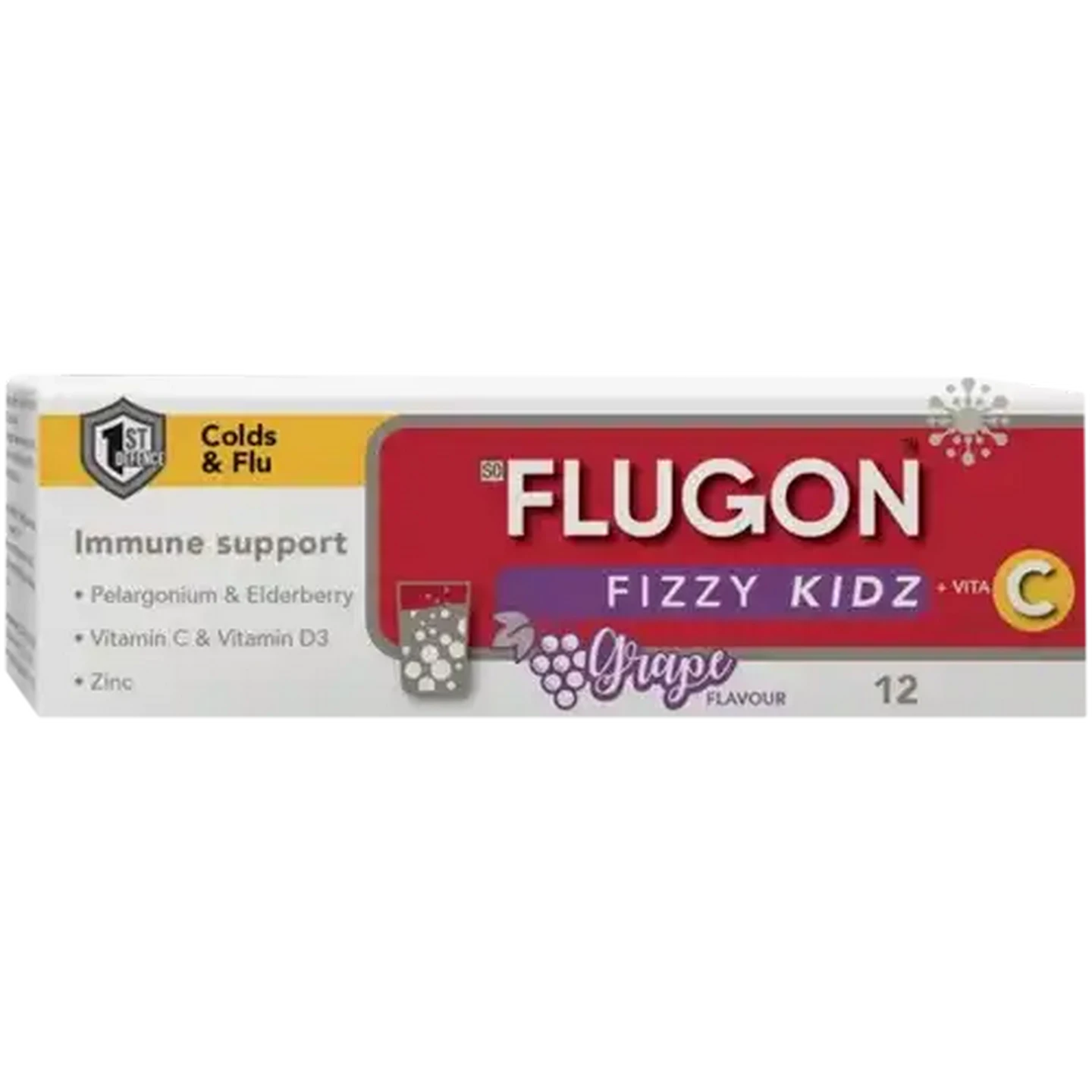 Image of Flugon Fizzy Kids & Vita C Grape Flavoured Effervescent 12 Pack