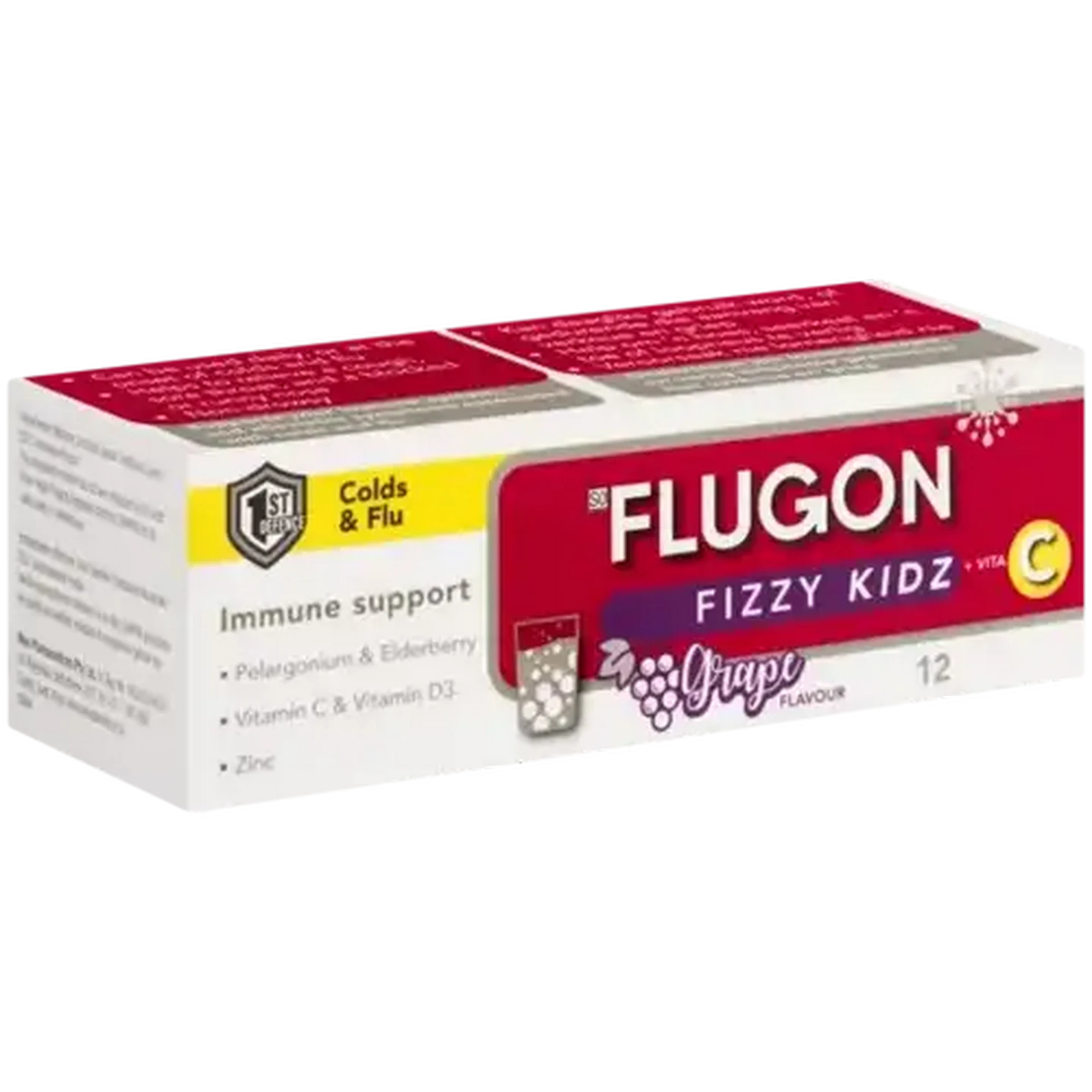 Image of Flugon Fizzy Kids & Vita C Grape Flavoured Effervescent 12 Pack