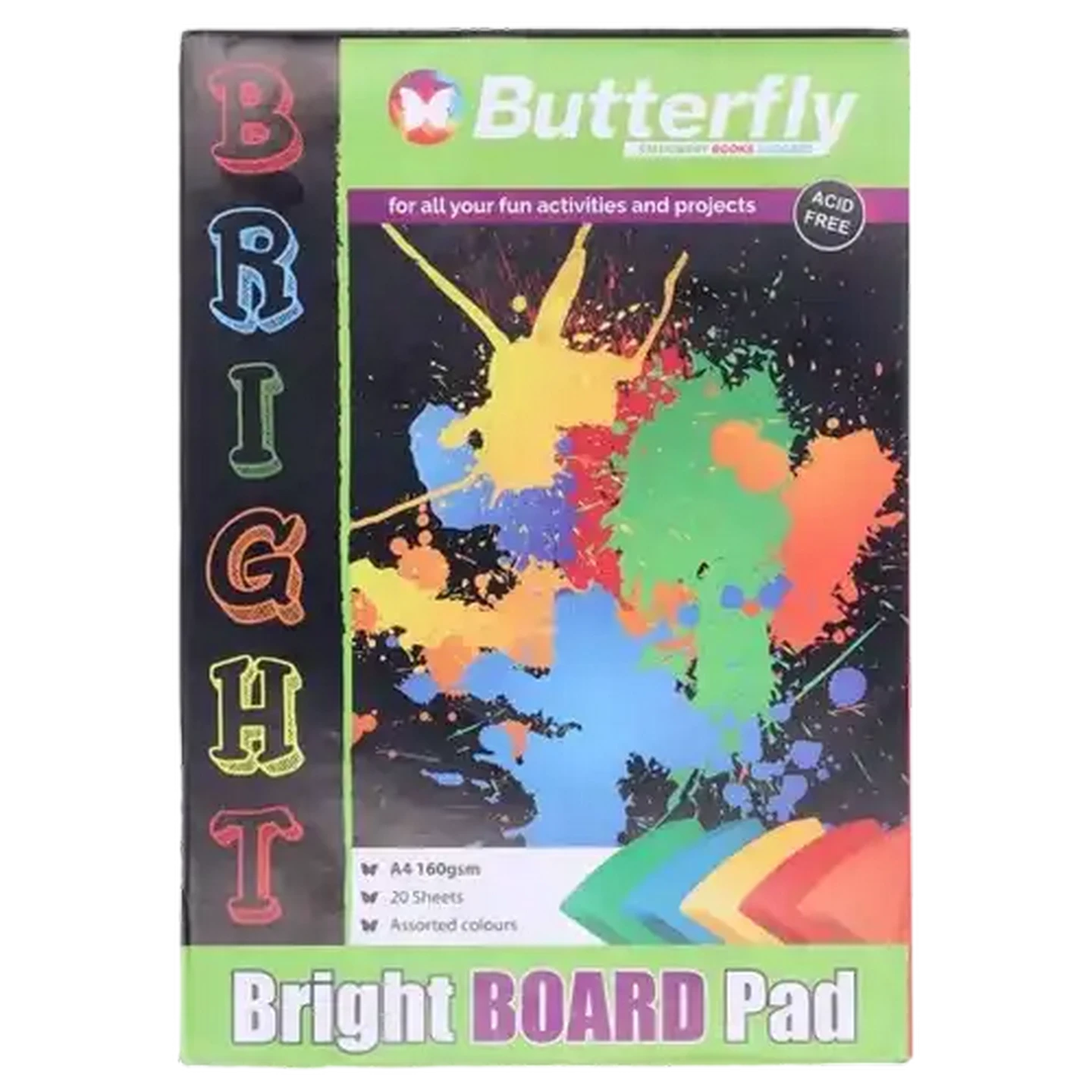 Image of Butterfly A4 Bright Paper Board Pad 20 Pages