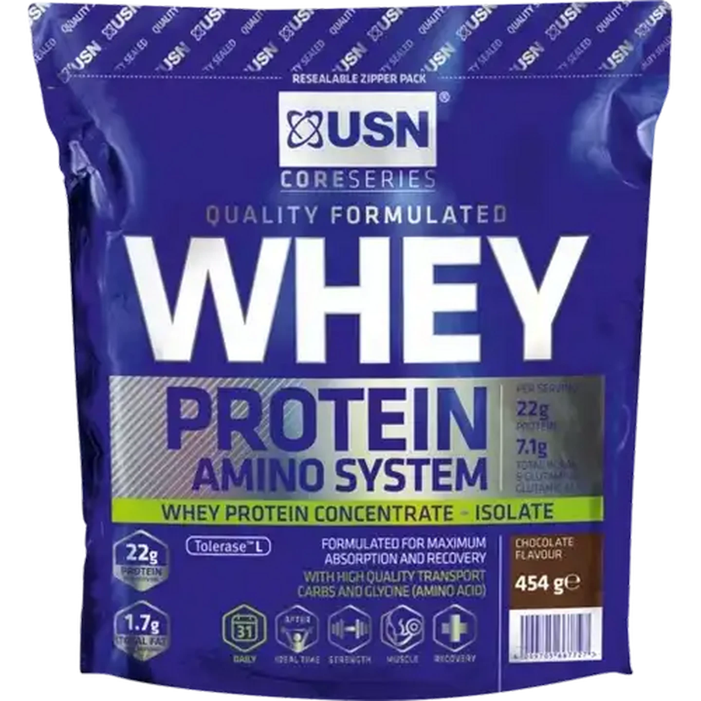 Image of USN Amino Whey Chocolate Protein Powder 454g