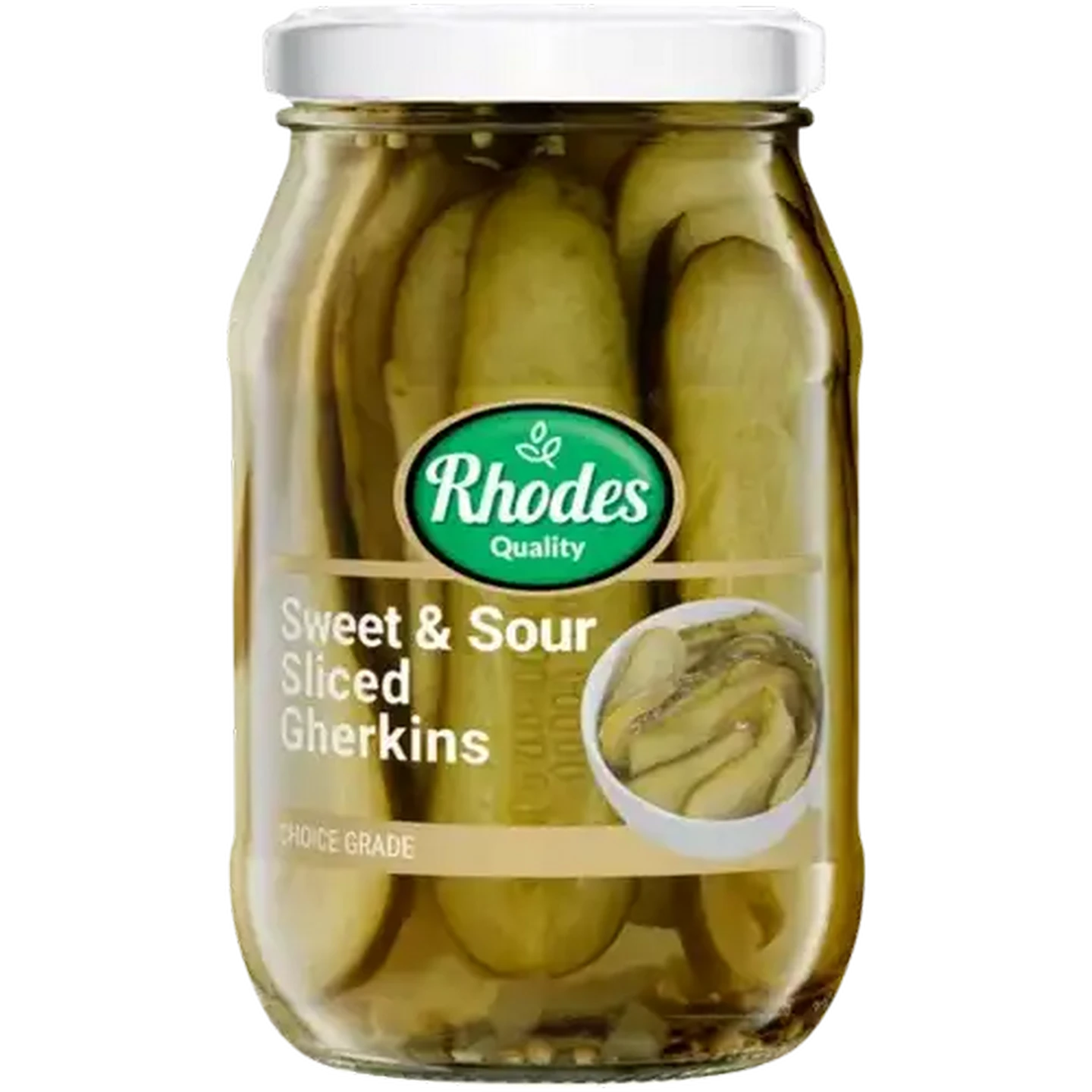 Image of Rhodes Quality Sweet & Sour Sliced Gherkins 385g