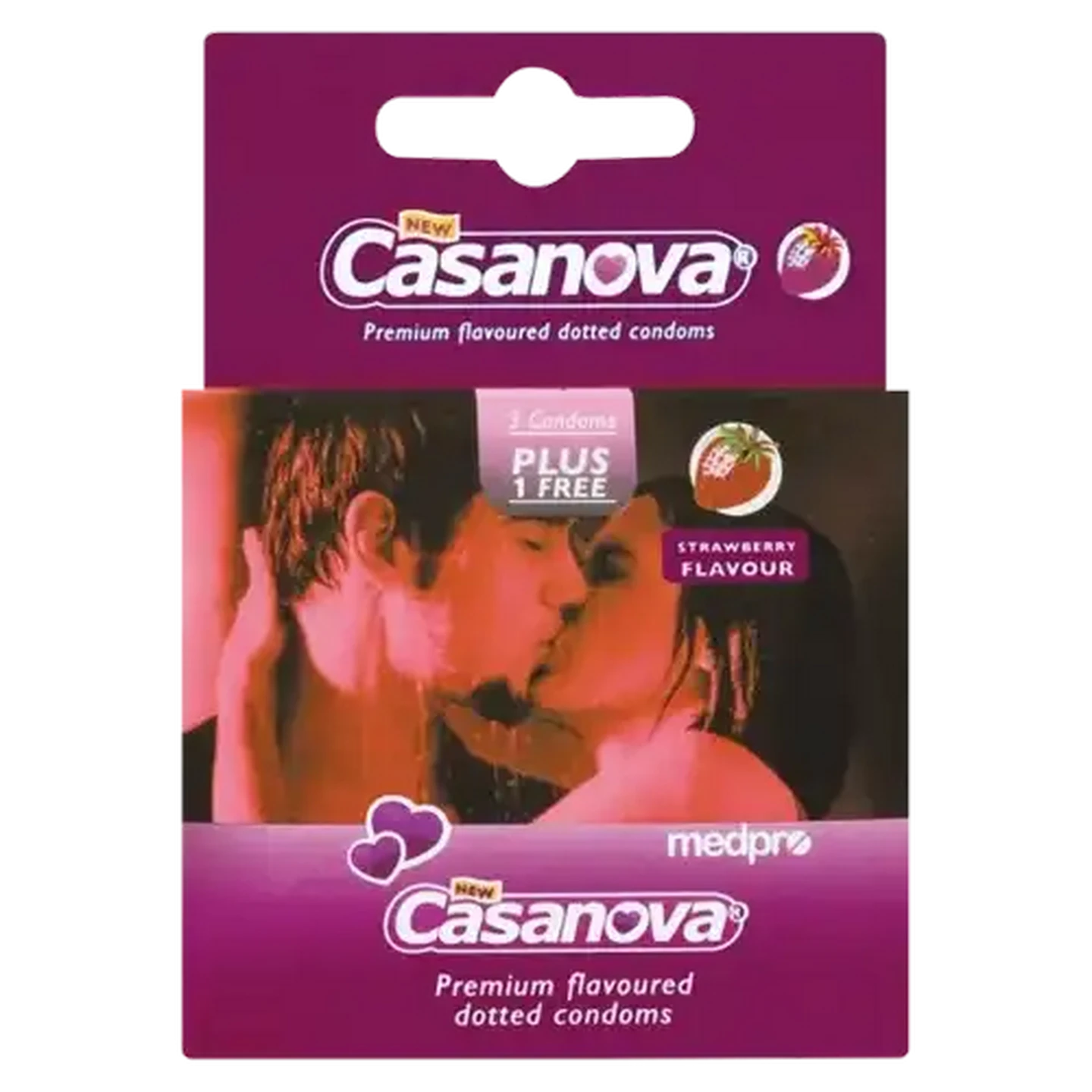 Image of Casanova Strawberry Flavoured Condoms 4 Pack