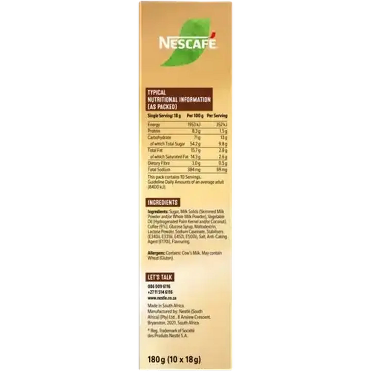 Checkers Sixty60 | NESCAFÉ Hazelnut Instant Cappuccino 10 x 18g