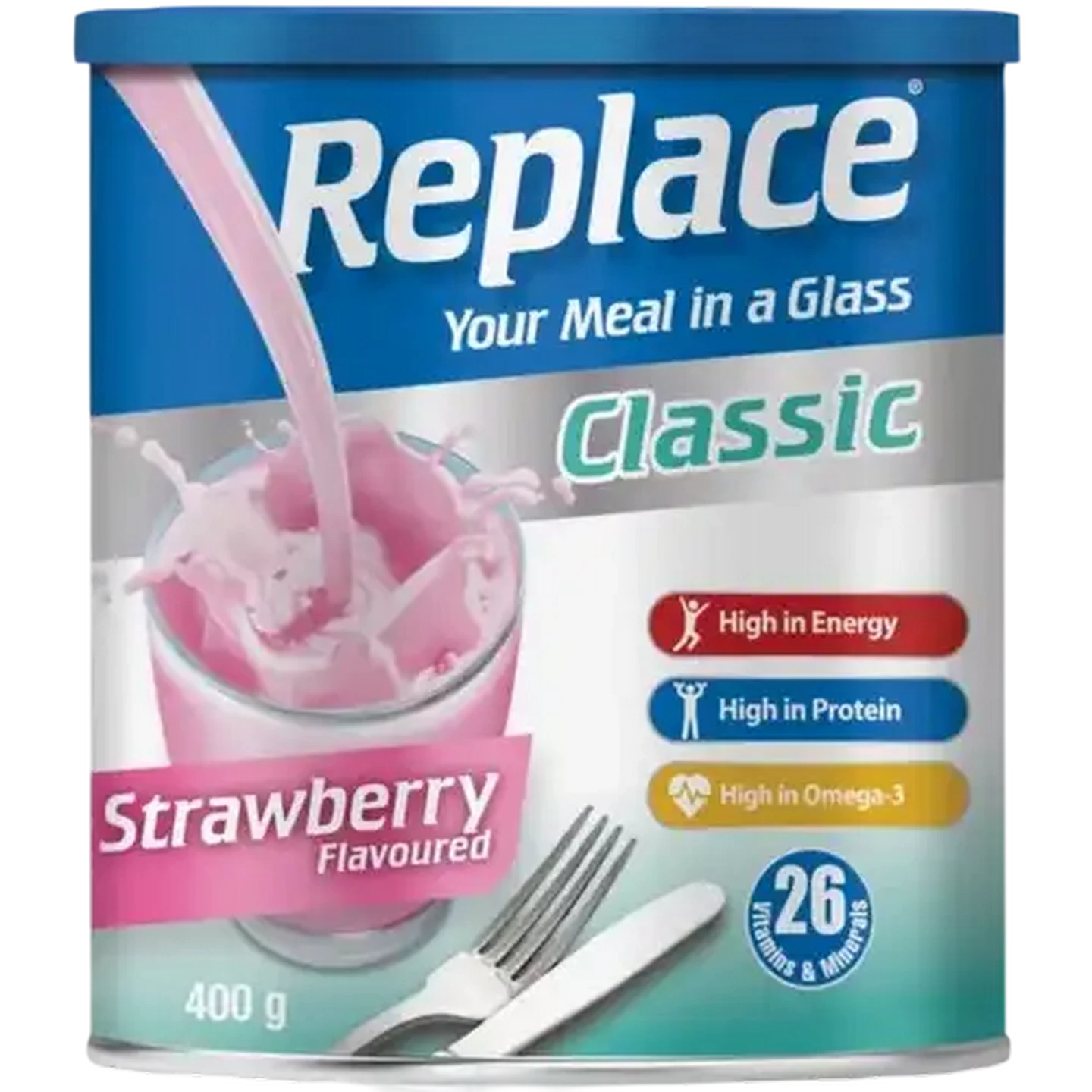 Image of Replace Classic Strawberry Flavoured Meal Replacement Drink 400g