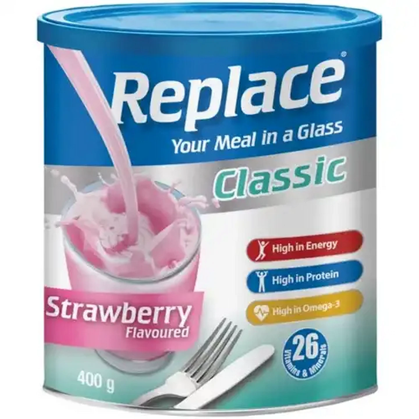 Image of Replace Classic Strawberry Flavoured Meal Replacement Drink 400g