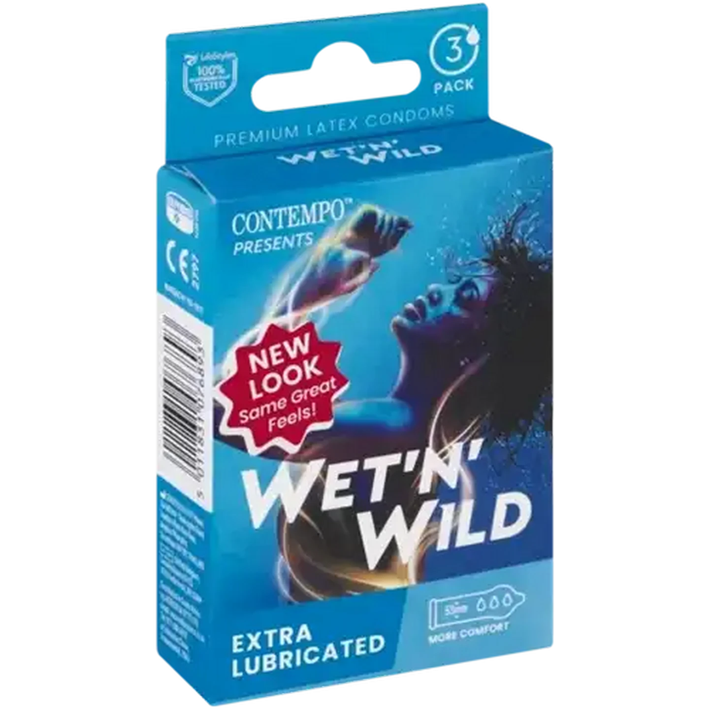 Image of Contempo Wet n Wild Extra Lubricated Premium Latex Condoms 3 Pack