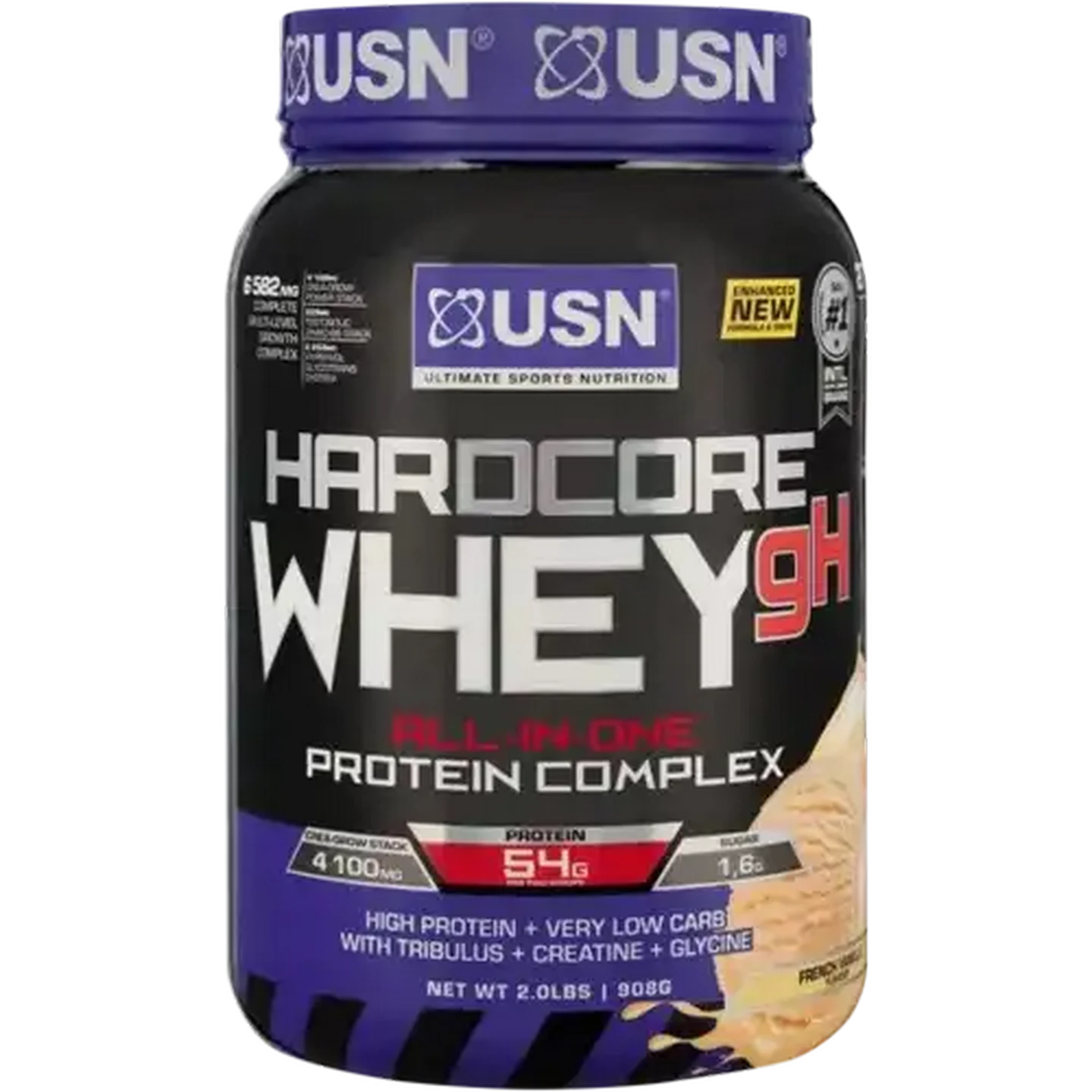 Image of USN Hardcore Vanilla Flavoured Whey gH Protein 908g