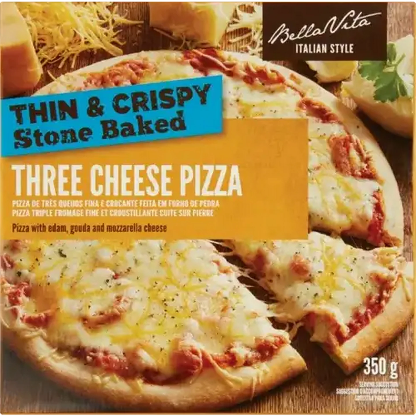 Image of Bella Vita Frozen Italian Style Three Cheese Pizza 350g
