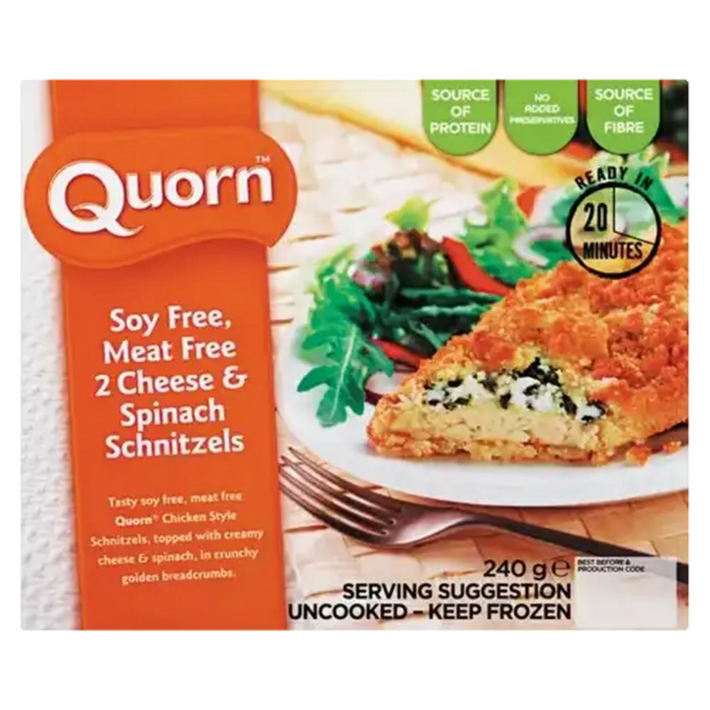 Image of Quorn Frozen Vegetarian Cheese & Spinach Schnitzels 240g