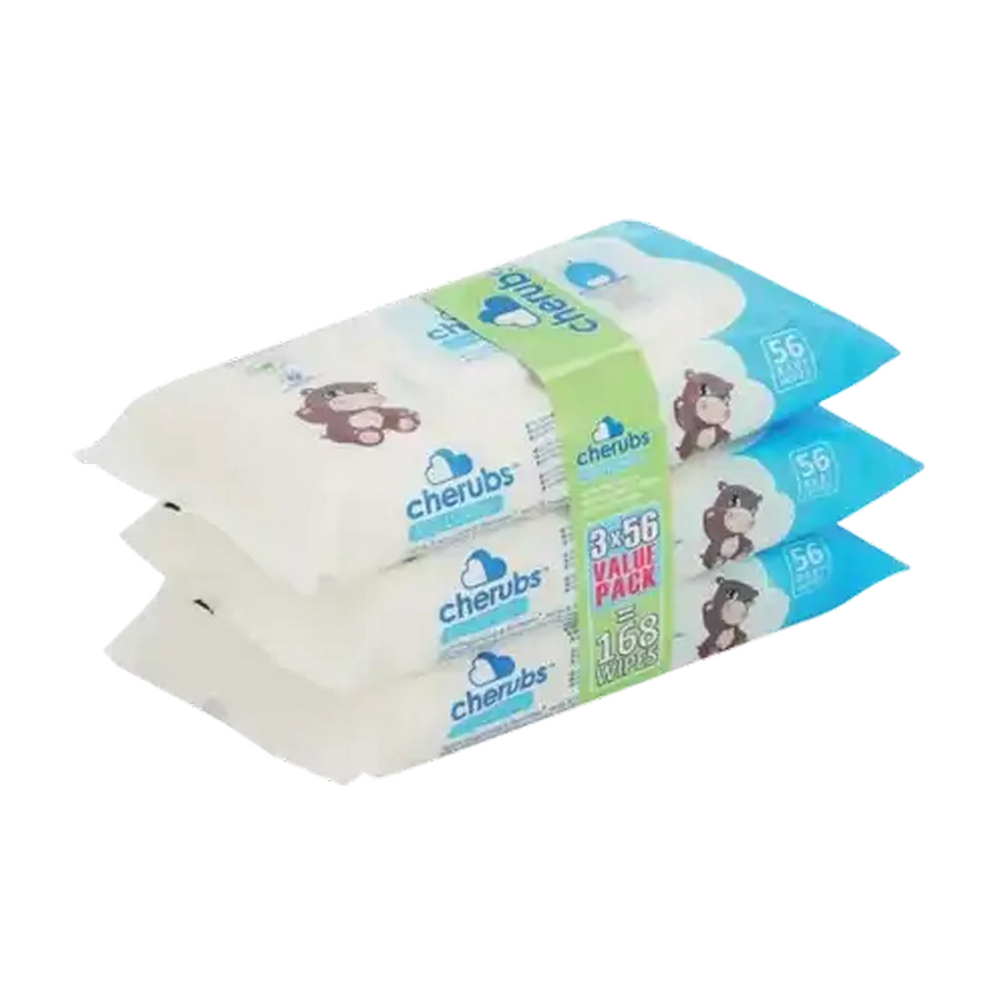 Image of Cherubs Light Frangrance Baby Wipes 3 x 56 Pack
