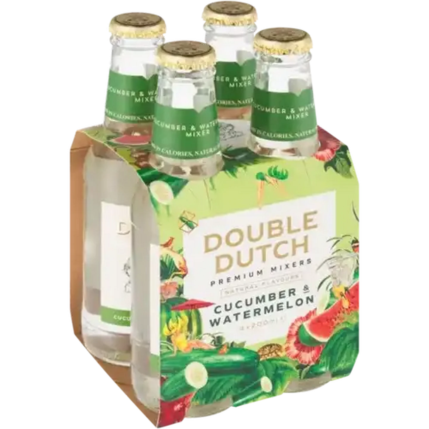 Image of Double Dutch Premium Mixer Sparkling Cucumber & Watermelon Flavoured Tonic Drink Bottles 4 x 200ml