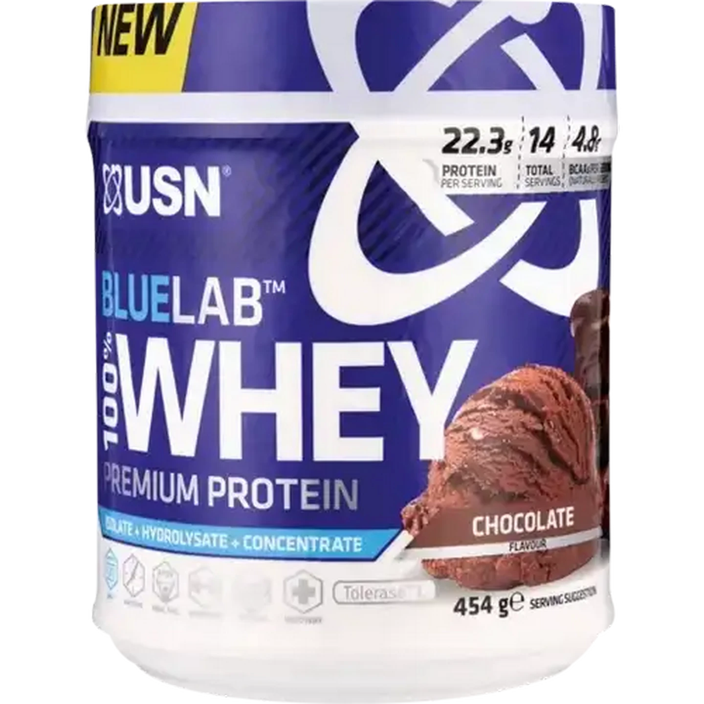 Image of USN Bluelab 100% Whey Chocolate-flavoured Protein 454g