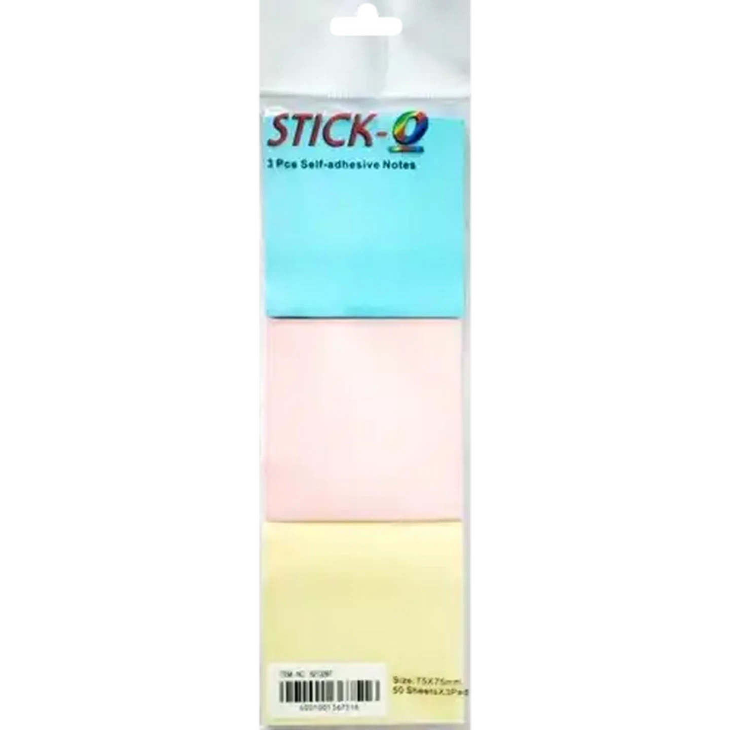 Image of Stick-O Self-Adhesive Sticky Note Pads 3-Pack