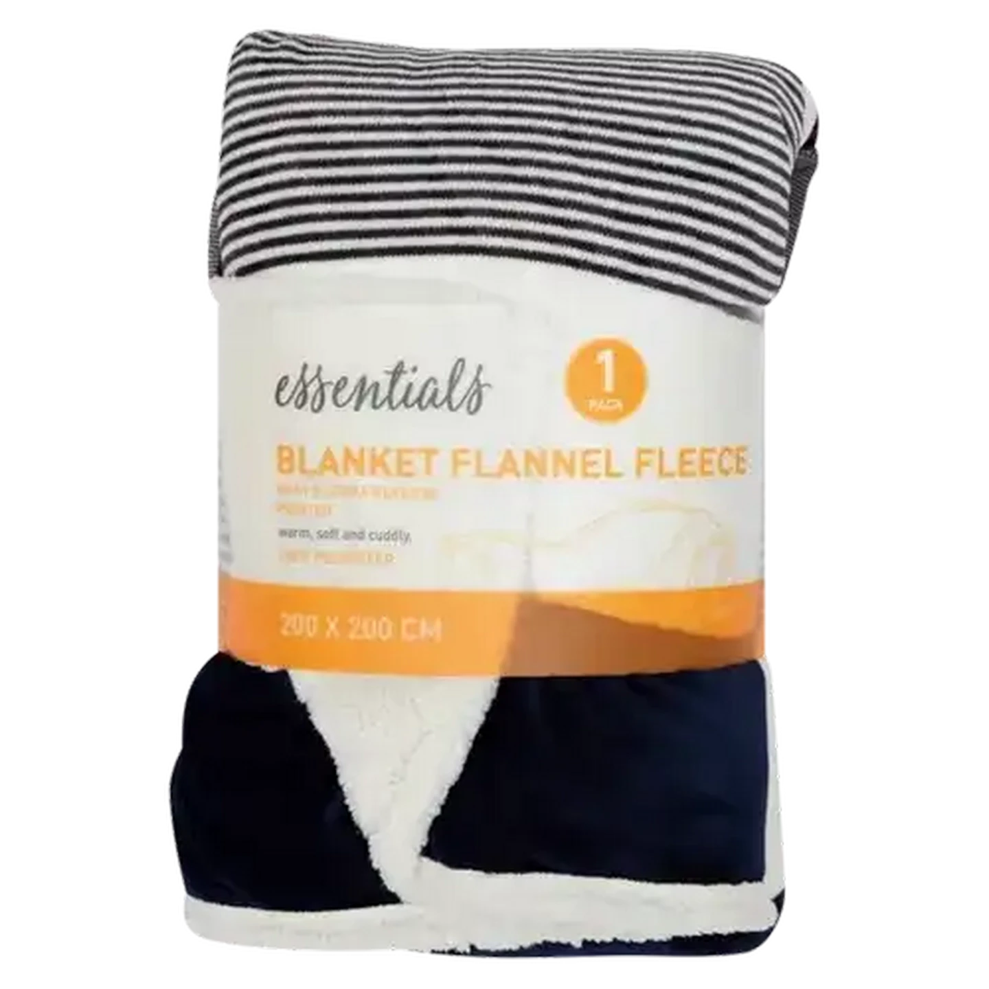 Image of Essentials Blue Striped Flannel Fleece Blanket 200 x 200cm