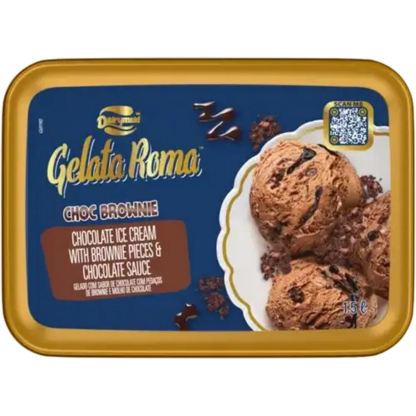 Image of Dairymaid Gelata Roma Choc Brownie Ice Cream 1.5L