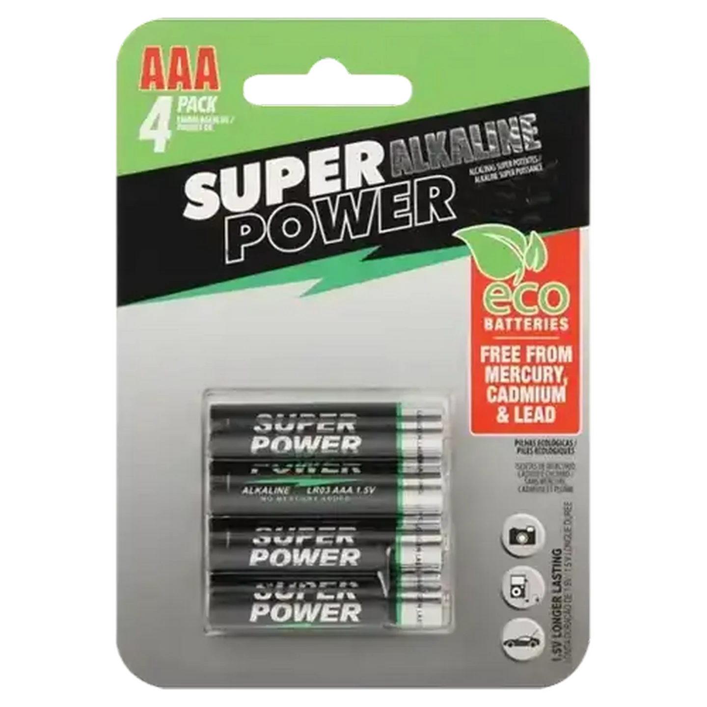 Image of Super Power AAA Alkaline Batteries 4-Pack