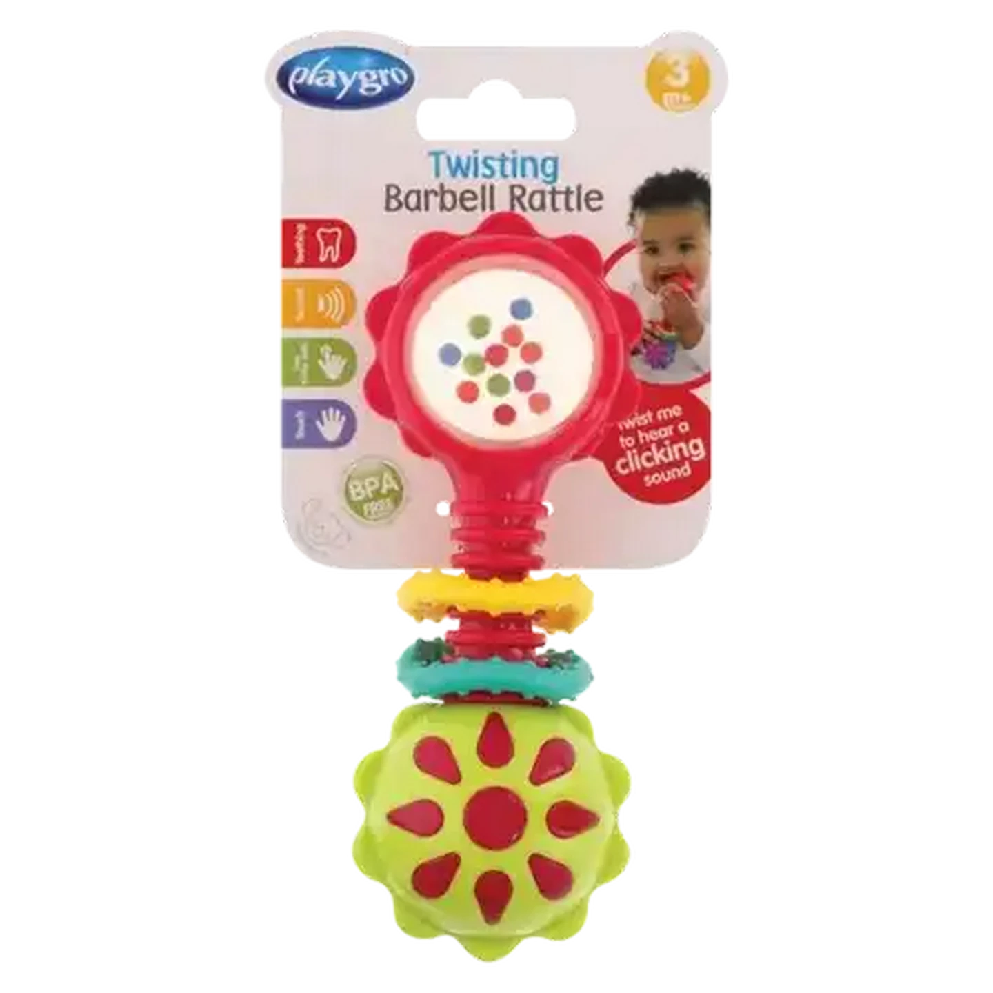 Image of Playgro Twisting Barbell Rattle 3 Months+