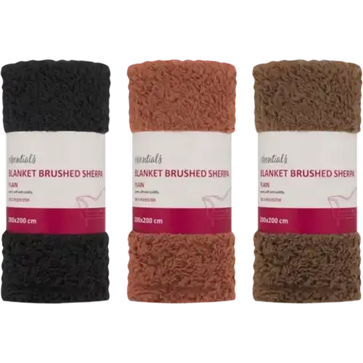 Image of Essentials Plain Brushed Sherpa Blanket 200 x 200cm (Colour May Vary)